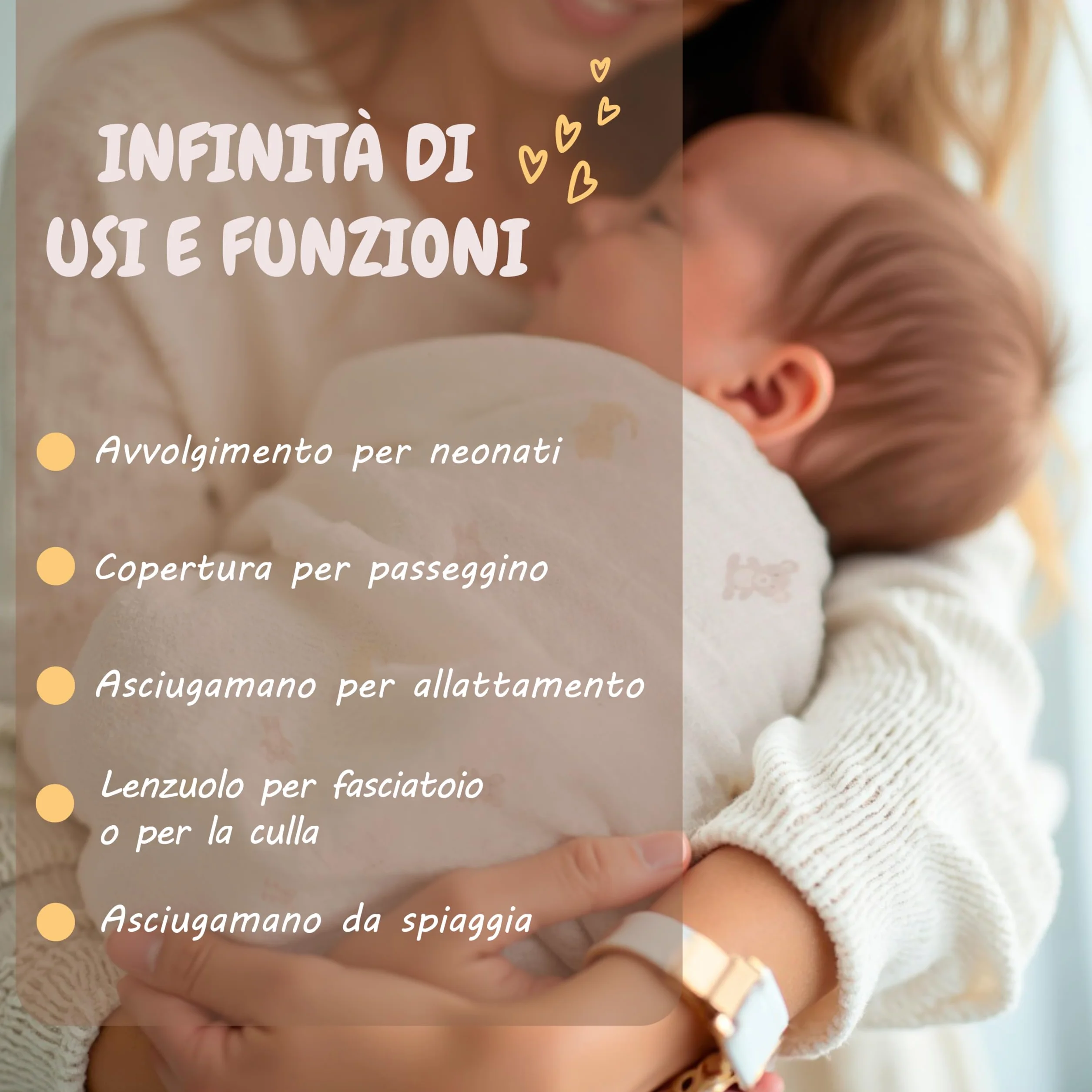 Mussole Bambino Cotone Bamboo 120x120 cm 2 pz Swaddle Panni Fasciatoio