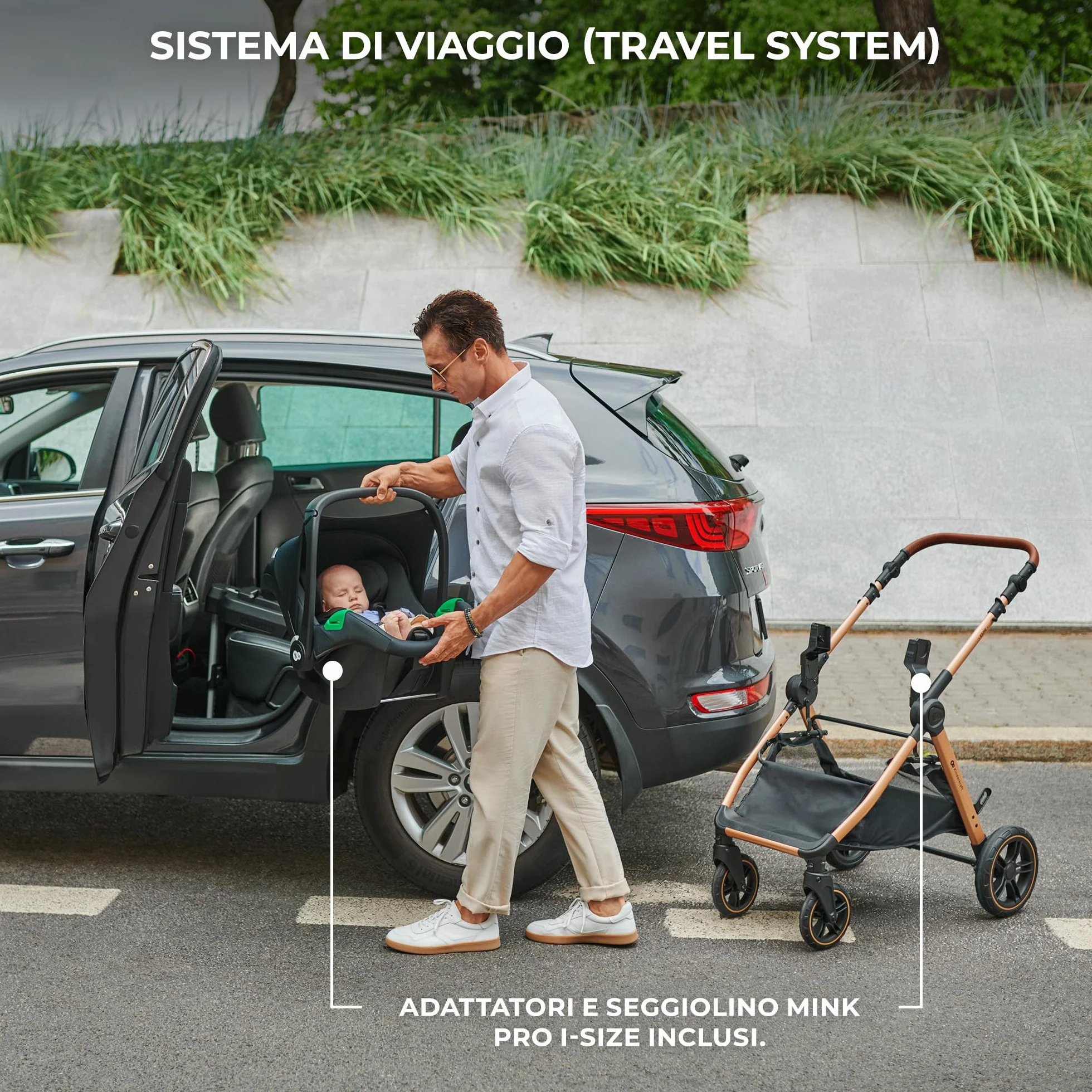 Kinderkraft ESME Trio 3 w 1 Passeggino Neonati 26 kg Ovetto I-SIZE 40-75 cm Carrozzina Reversibile Pieghevole Nero