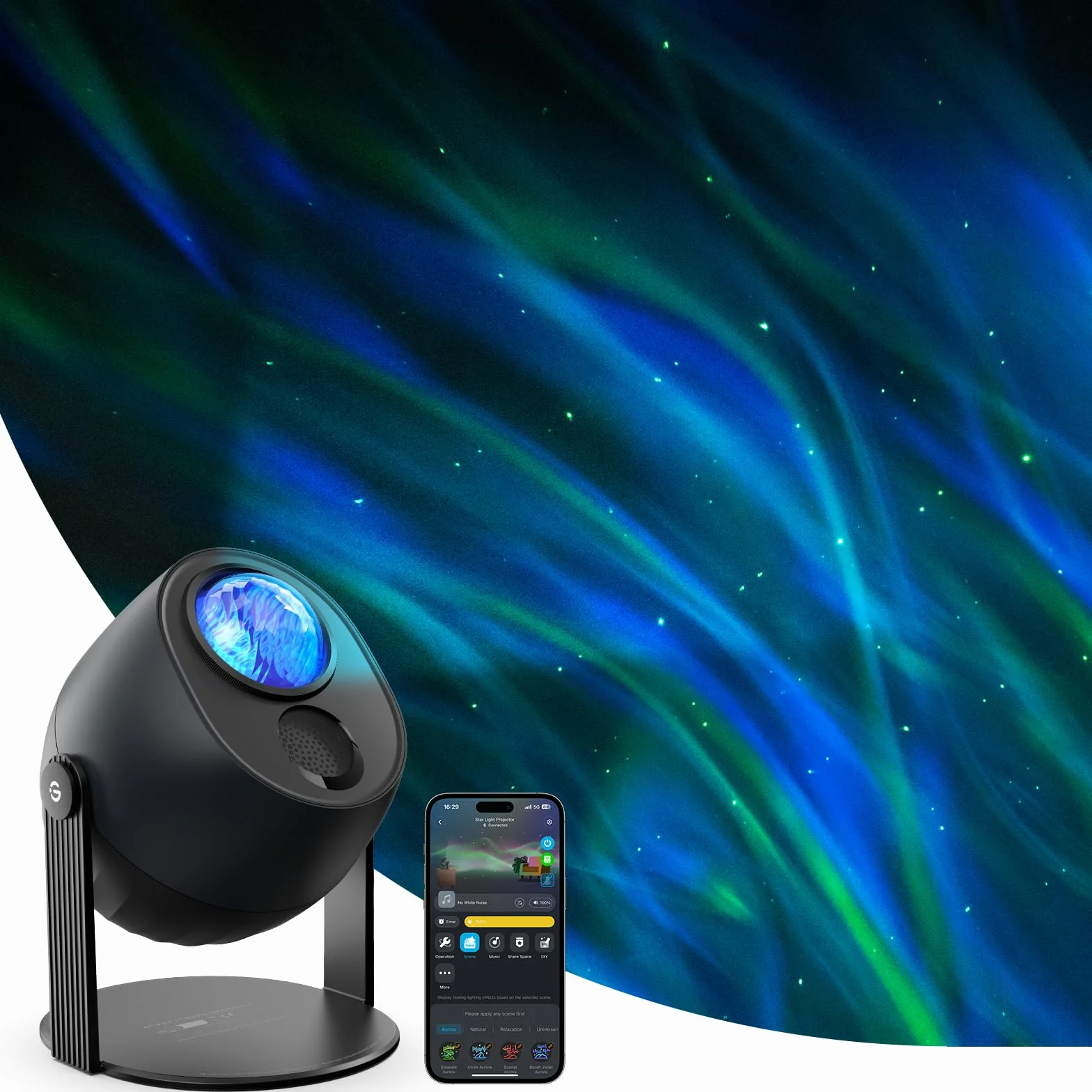 Govee Proiettore Stelle Soffitto LED, RGBW Proiettore Cielo Stellato con 52+ Scene, 18 Rumori Bianchi, Luce Galassia Soffitto Alexa Matter Compatibile, Timer Luce Notturna Bambini per Camera da Letto