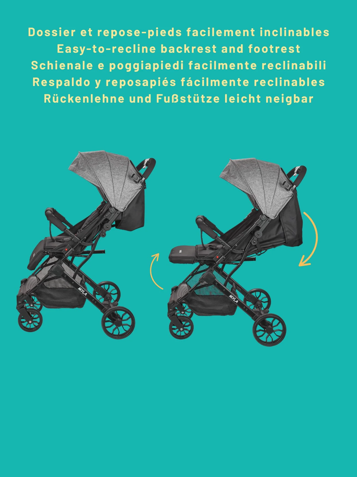 Nania Myla passeggino compatto 0-4 anni 22 kg leggero 7,5 kg reclinabile una mano trolley