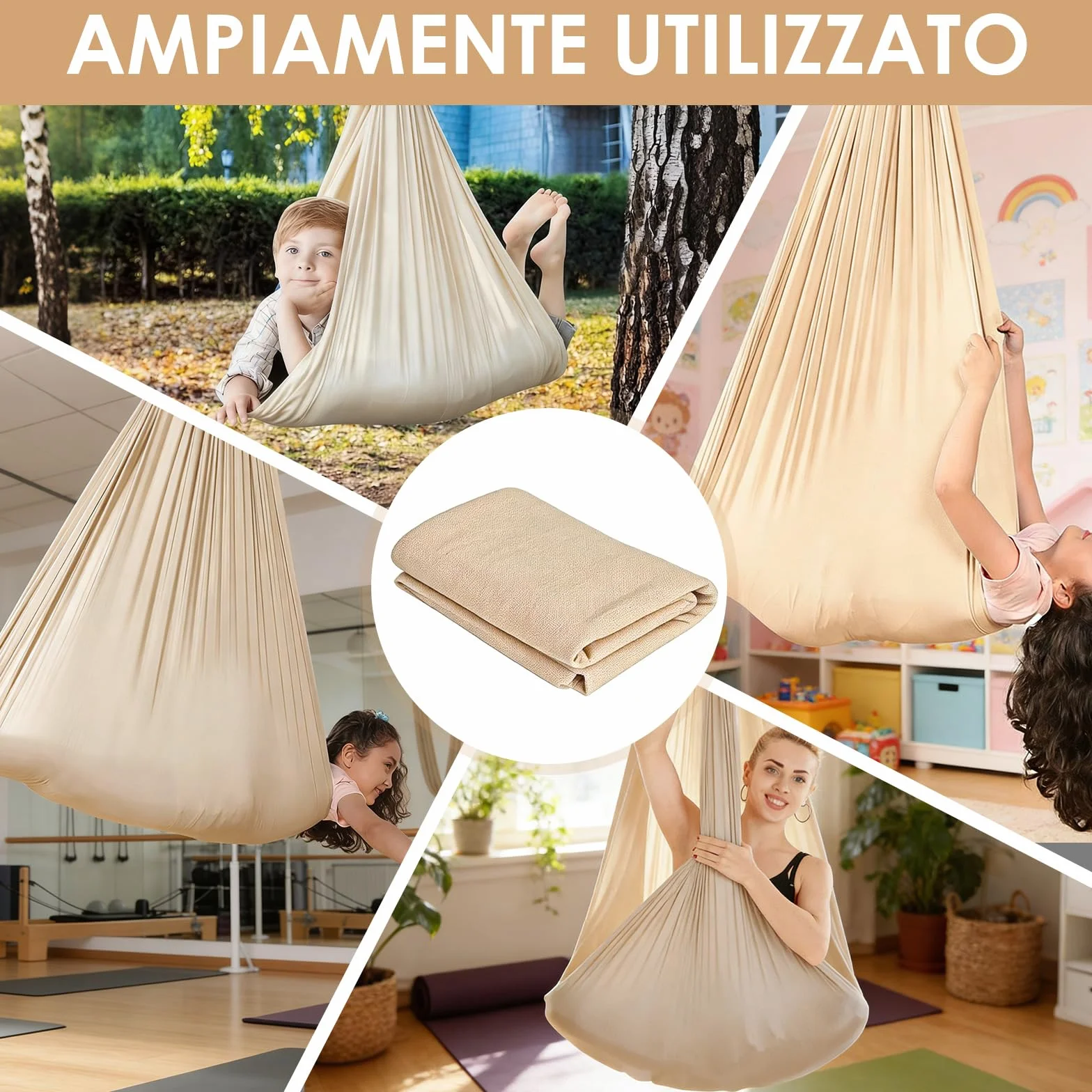 Trapezio Terapeutico per Bambini 100kg 280x150cm Telo Yoga Aereo Amaca