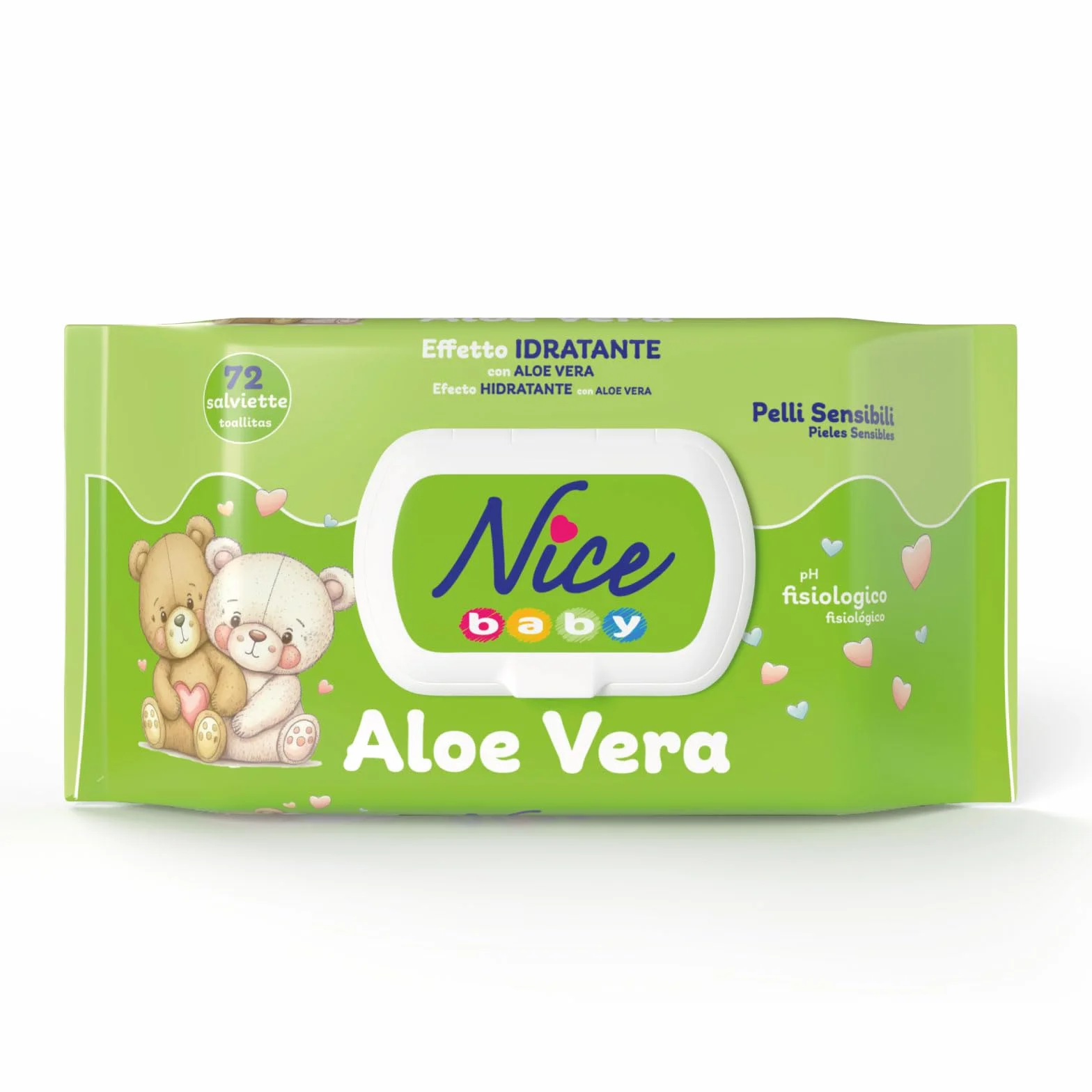 Nice Baby Aloe Vera Salviette per Cambio Pannolino, Confezione da 72