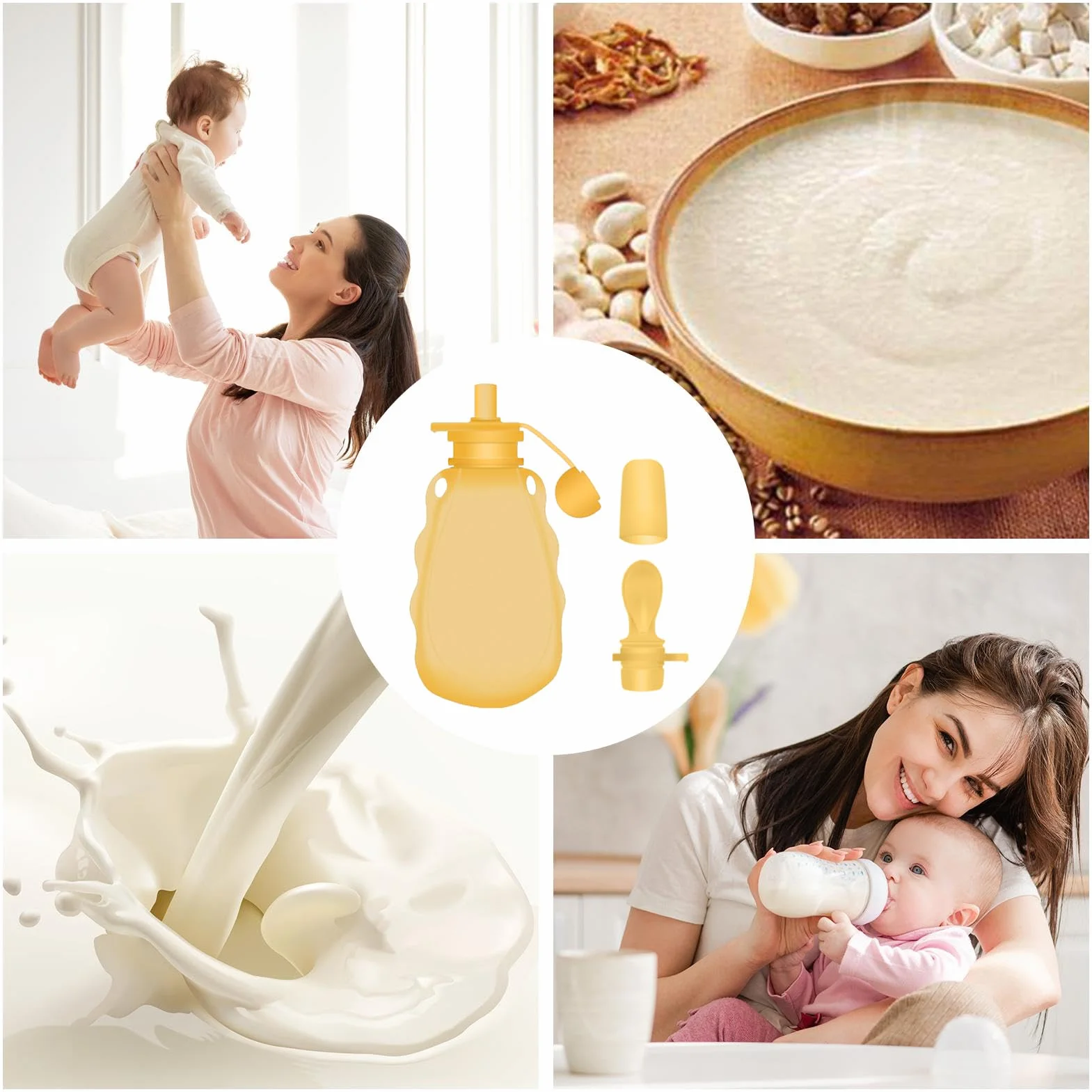 Sacchetti Riutilizzabili Conservazione Latte Materno 200ml Silicone Antigoccia Contenitori Latte