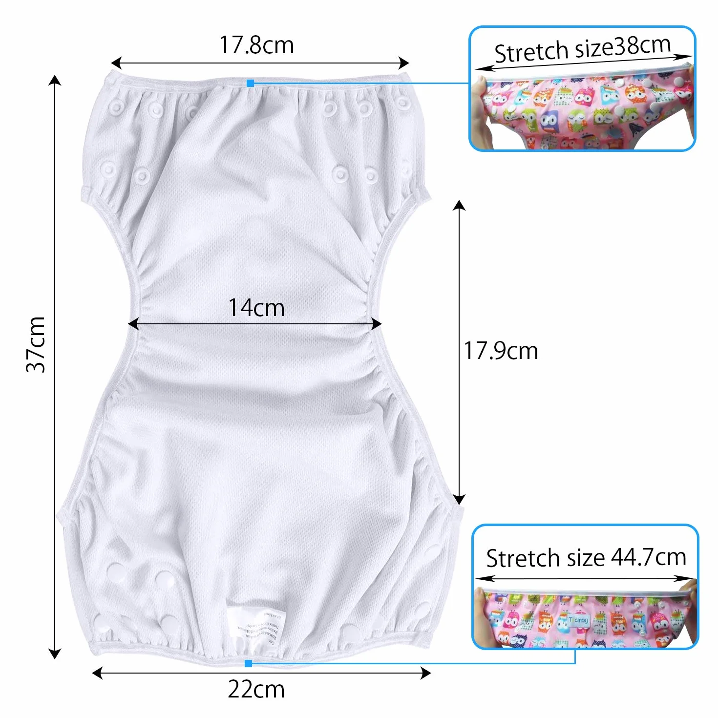 Teamoy 2pcs Baby Nappy riutilizzabile pannolino da nuoto, costume piscina neonato Lavabili 0-3 Anni