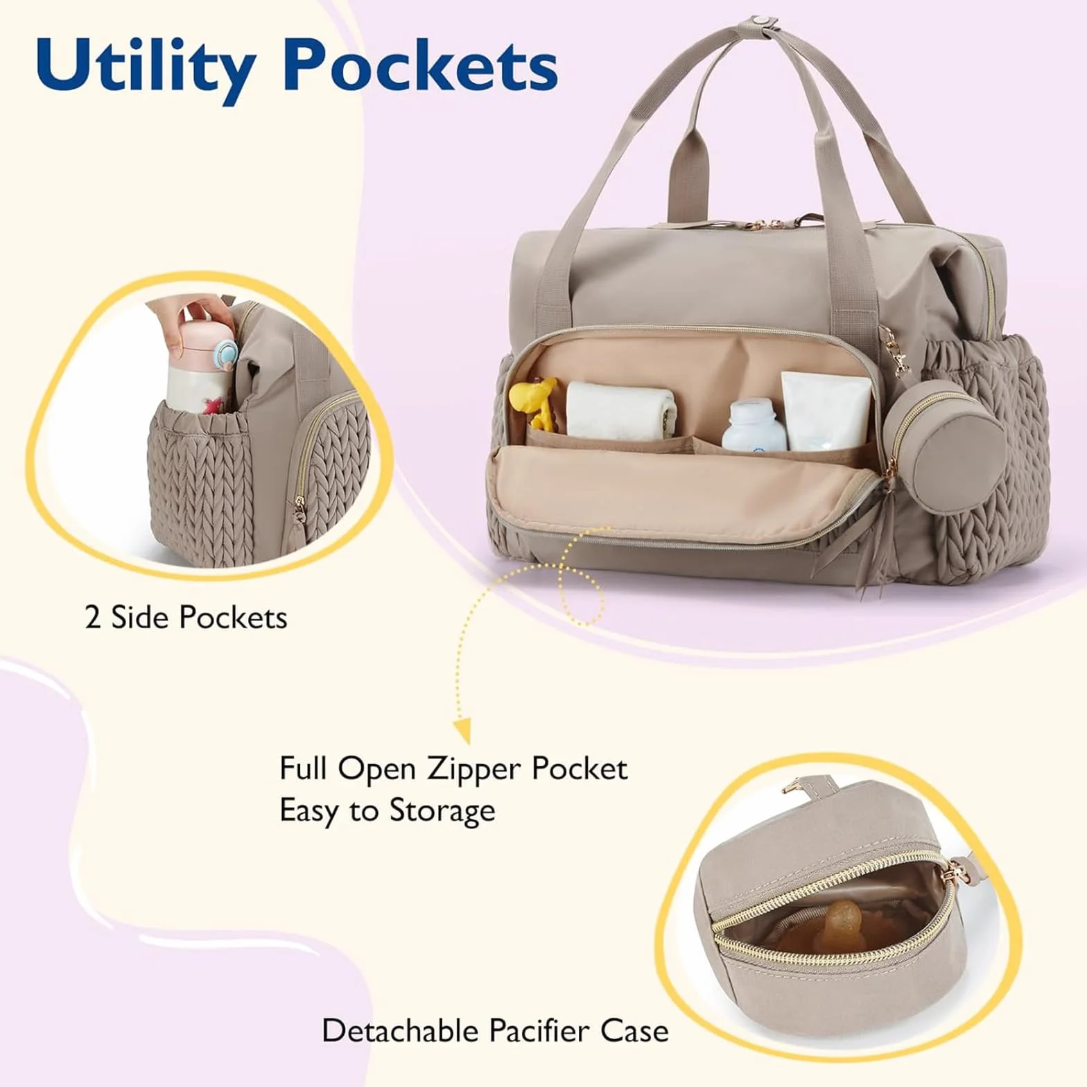 Nome personalizzato Borsa per pannolini mamma Organizzatore Passeggino Grande Capacità Tasca Isolata Fasciatoio