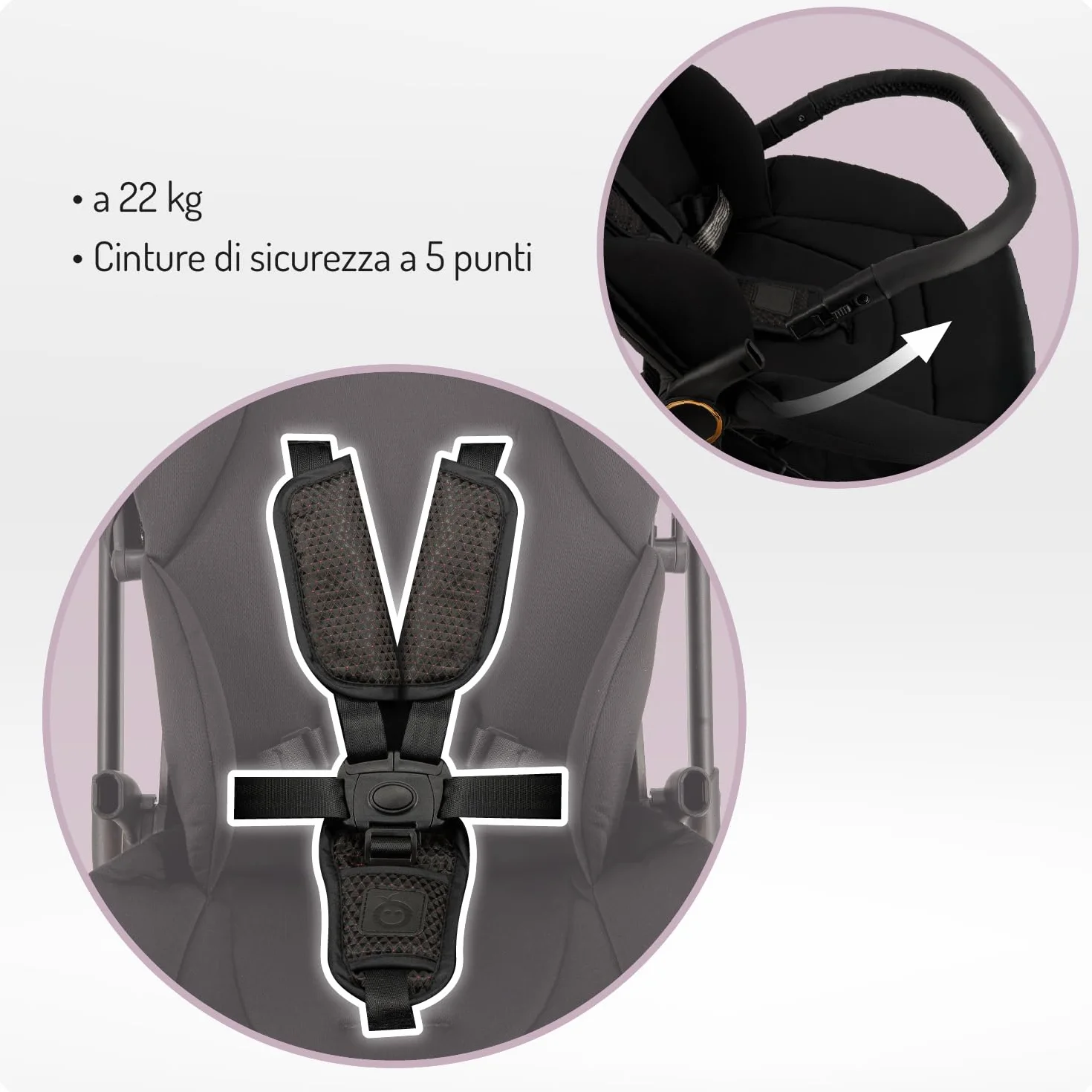 MoMi ADELLE Passeggino Leggero Reversibile Pieghevole da Viaggio Fino a 22 kg Fronte Mamma Schienale Regolabile