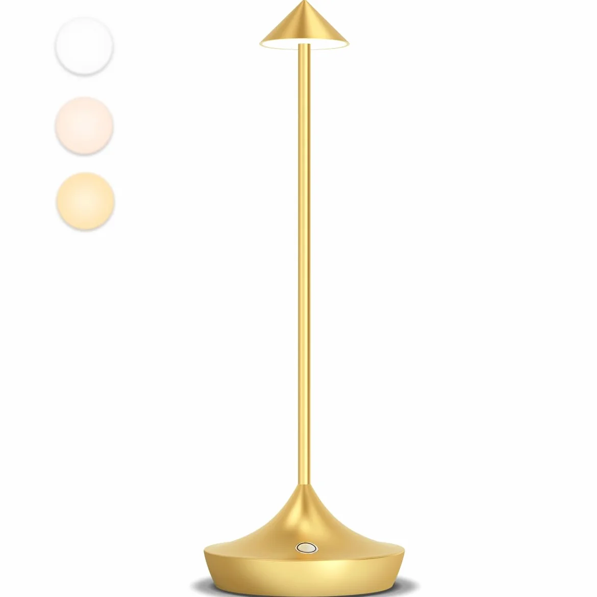 Lampada da Tavolo Senza Fili, Moslumin 6000mAh Ricaricabile LED Lampada da Comodino USB, Impermeabile, Alta qualità in Alluminio, Dimmerabile, Luce Batteria per Scrivania Esterno Ristorante (Oro)