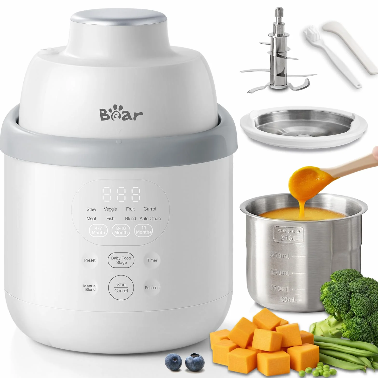 NutriEase AllStage Preparatore di Pappe per Bambini in Acciaio Inossidabile OneStep Baby Food Maker