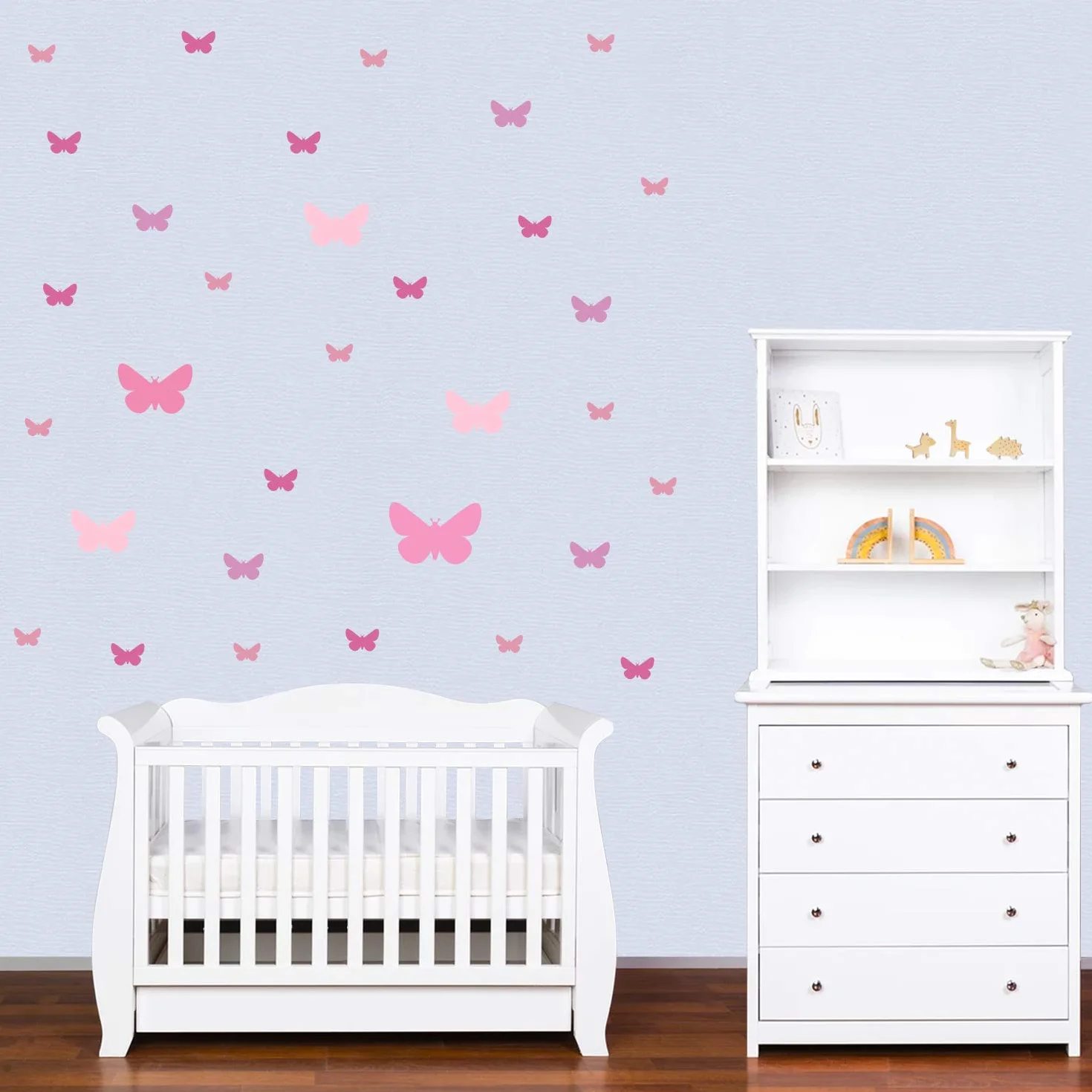 PREMYO Set 32 Adesivi Murali Farfalla - Wall Stickers Muro Cameretta - Decorazione Parete Camera da Letto Rosa