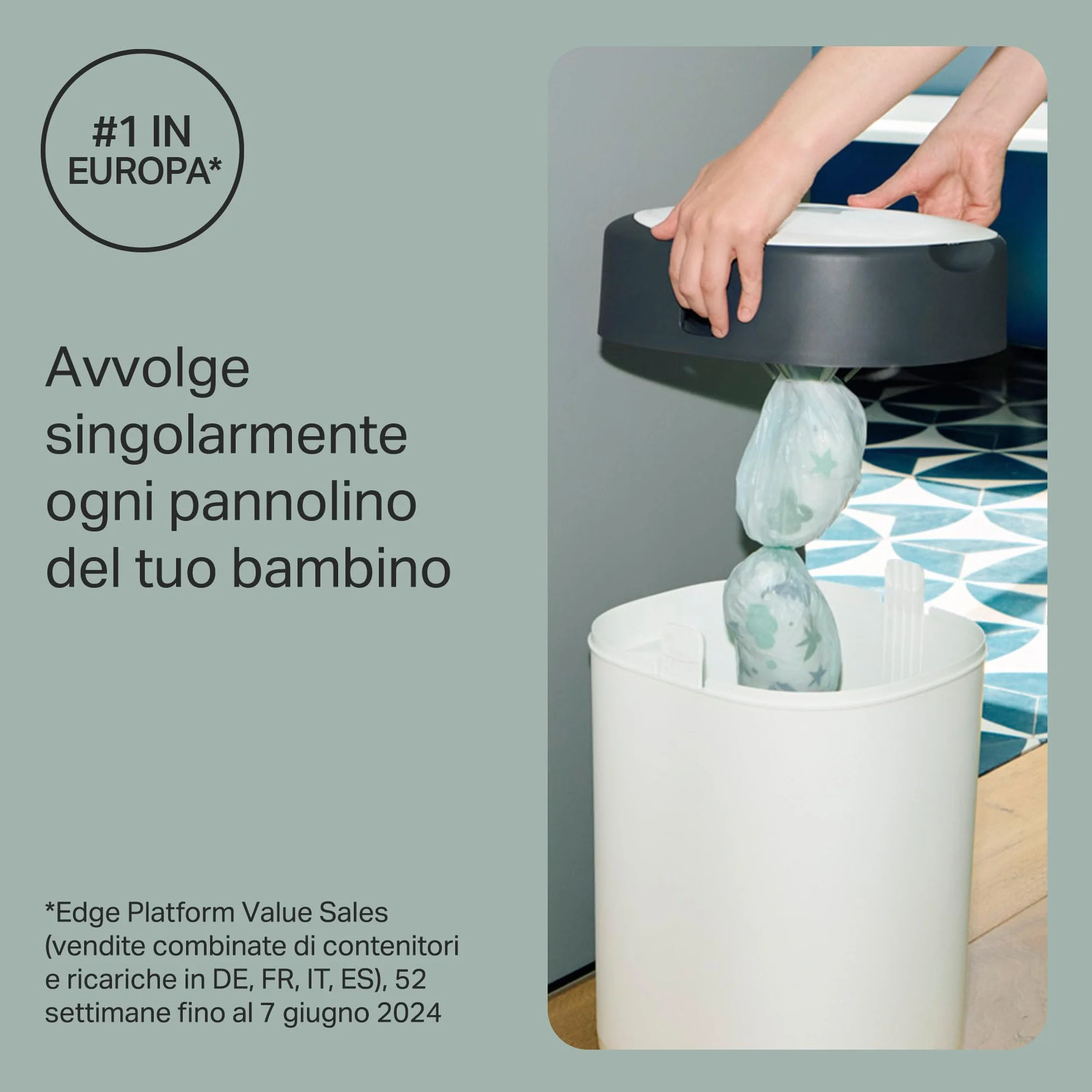 Tommee Tippee Twist and Click Mangiapannolini, confezione esclusiva con 2 ricariche, protezione odori germi, grande capacità