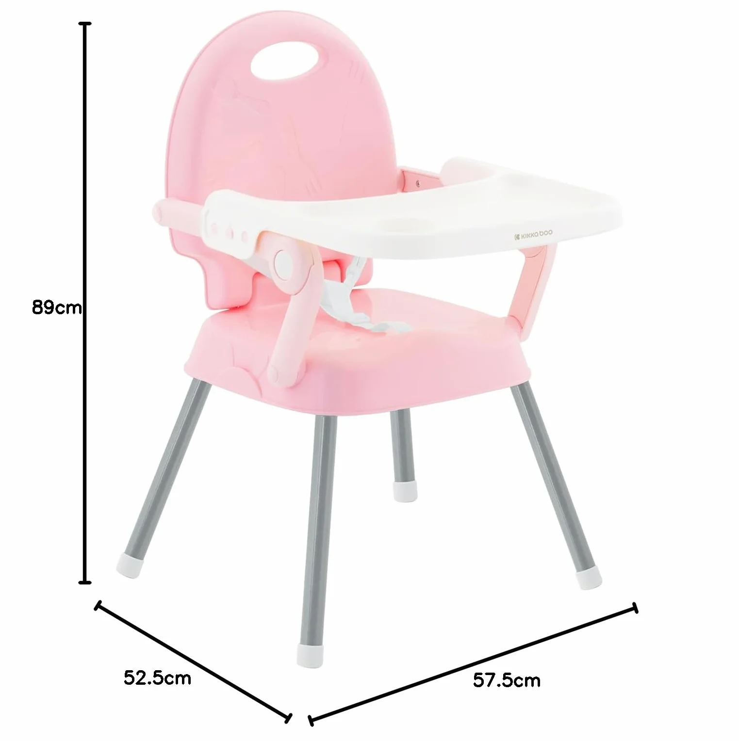 KikkaBoo Spoony Seggiolone pappa 3in1 Evolutivo pieghevole Fino a 36 mesi Rosa