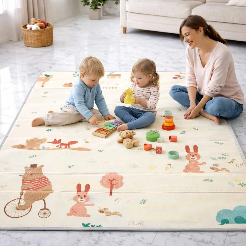 Tappeto Gioco Montessori Pieghevole Impermeabile 180x150x1 cm Schiuma per Bambini