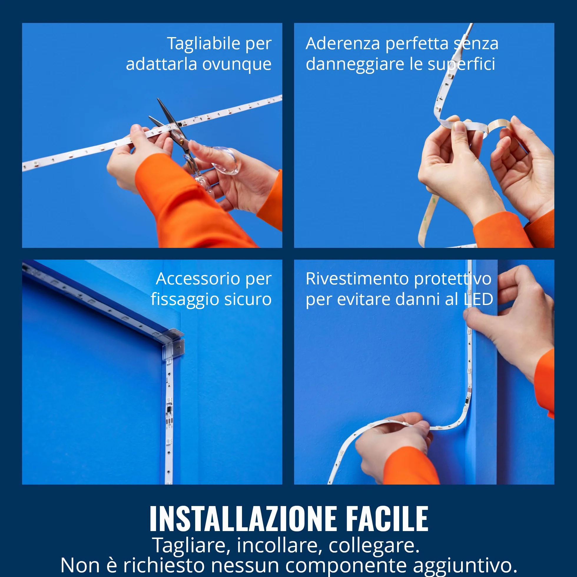 Wiz Striscia LED RGBIC Striscia luminosa a LED-20m,16 milioni di colori+sfumature di bianco,scenari luminosi dinamici,connessione al Wi-Fi,controllo vocale/app,funziona con Google Home,Alexa e HomeKit