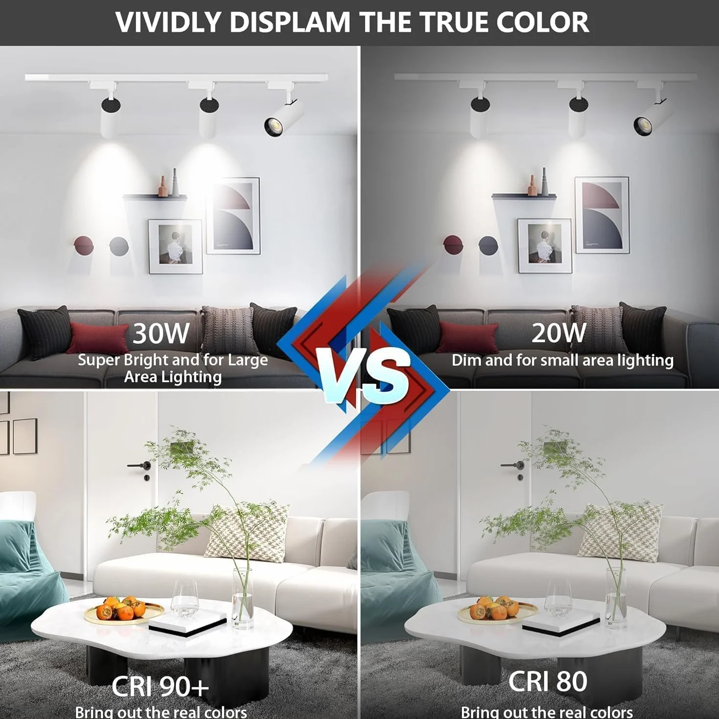 Kit di 6 faretti a LED a forma di H, con binari aggiuntivi da 2 m, 20 W, 6000 K, luce bianca fredda, per interni