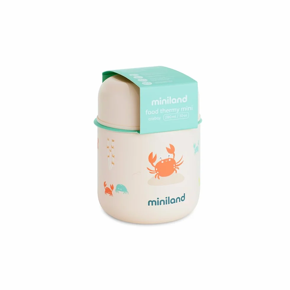 Miniland Thermos Bebè per Alimenti 280ml Acciaio Inox Mantiene Temperatura 24h Chiusura Ermetica Isolamento Doppia Parete