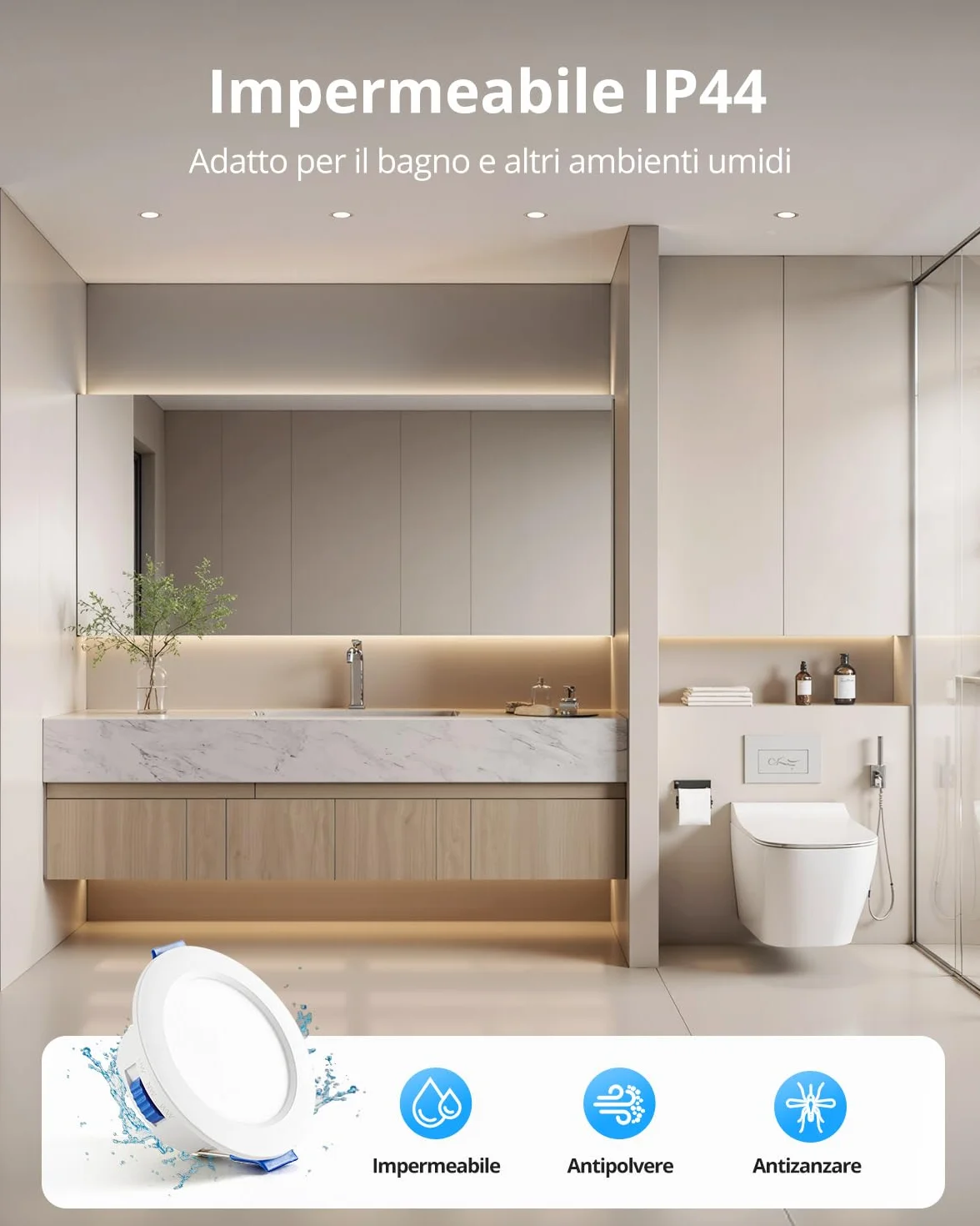 Gr4tec Faretti LED da Incasso per Cartongesso 220V, 4W Faretto LED Interno da Incasso Luce Calda 3000K Luce Naturale 4000K Luce Fredda 6000K, Faretti LED Soffitto Foro 55-68mm per Bagno, Set di 10