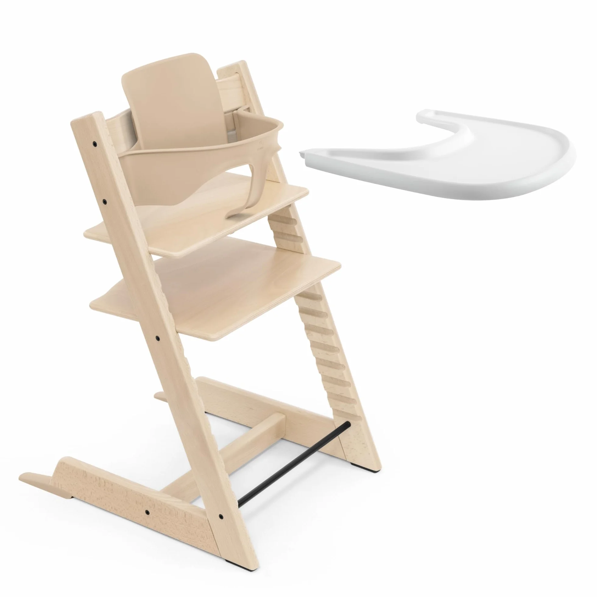 Stokke Tripp Trapp Seggiolone Natural con Vassoio Bianco per Bambini 6-36 Mesi
