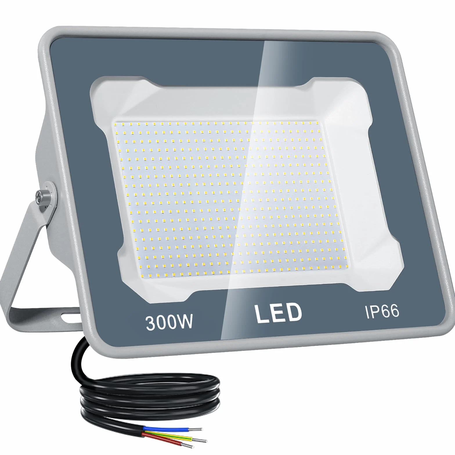 CREATESTAR Faretto Led da Esterno 300W, Faretti Led Esterni 6500K 30000LM luce bianca fredda, IP66 Impermeabile Faro Esterno per sportivo magazzino garage giardino parcheggio campo cortile 1 Pezzi