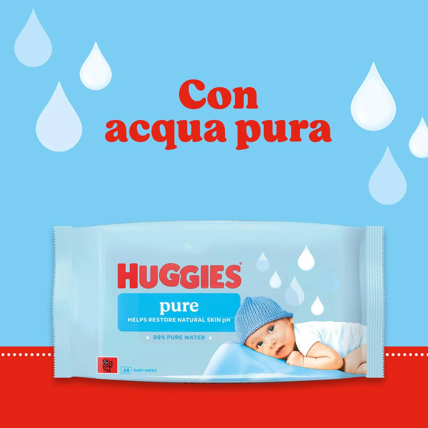 Huggies Pure Salviette neonato 99% acqua pura 65% fibre assorbenti naturali 672 Pz
