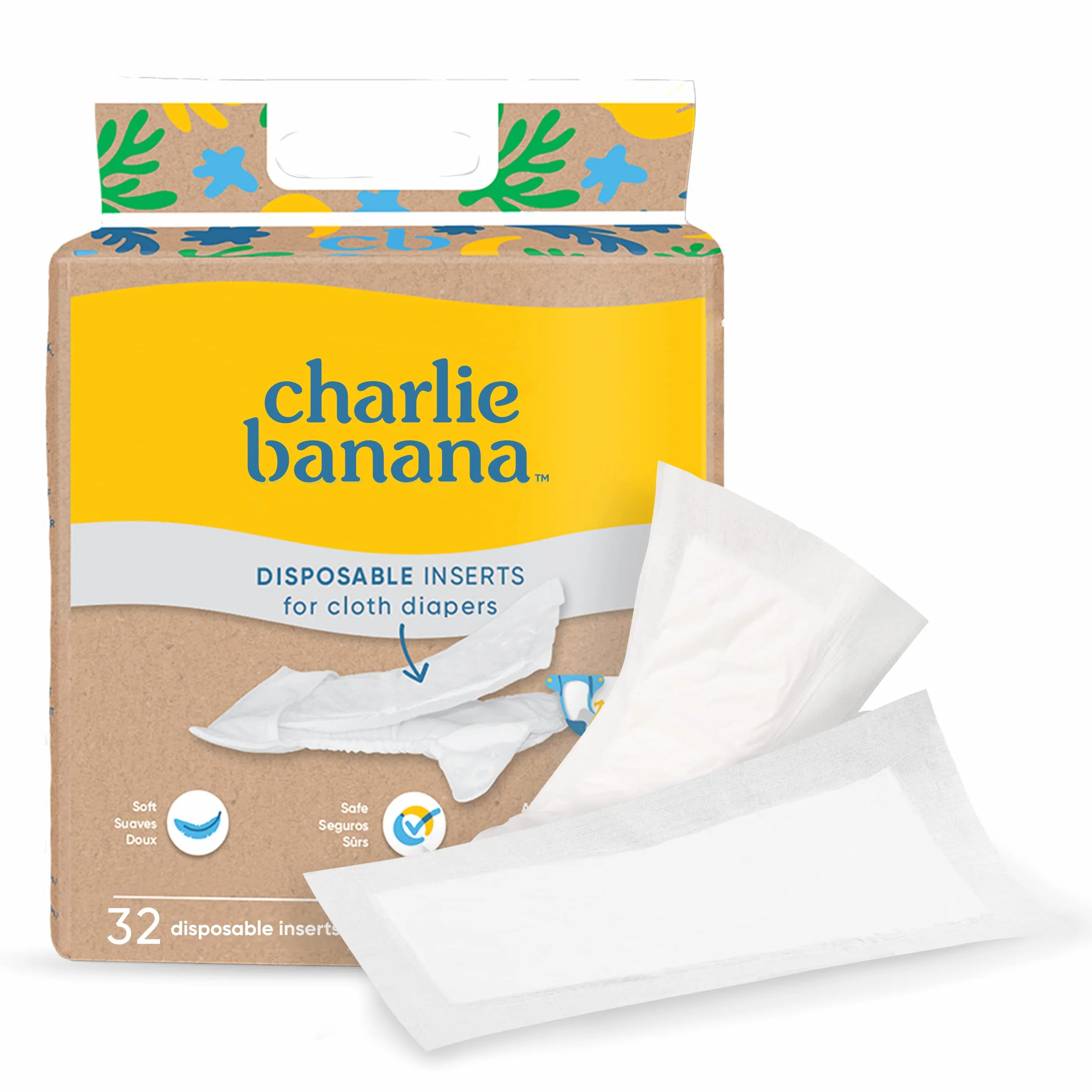 Charlie Banana Inserti assorbenti usa e getta per pannolini ibridi 32 pezzi