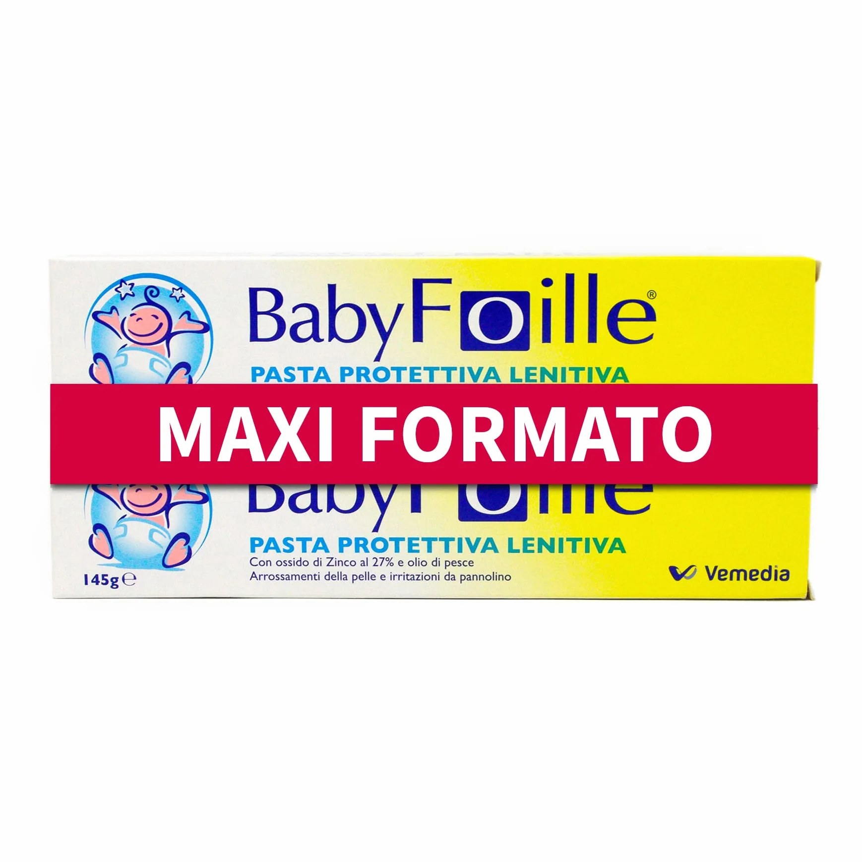 Foille Baby Pasta protettiva lenitiva neonato arrossamenti pelle irritazione pannolino Ossido di Zinco Olio di Pesce 2x145g