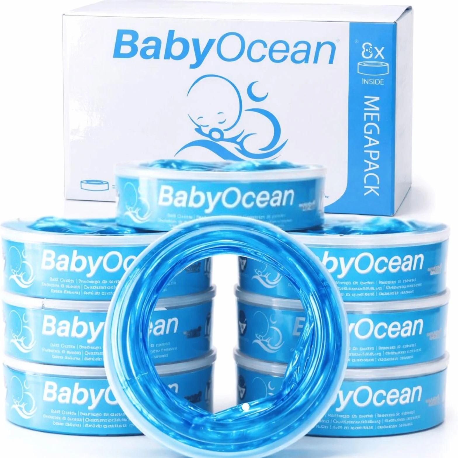 Sacchetti Profumati BabyOcean Ricarica Compatibile Angelcare Foppapedretti Litter Locker II, Multi-strato Anti Odore, 8 Pezzi