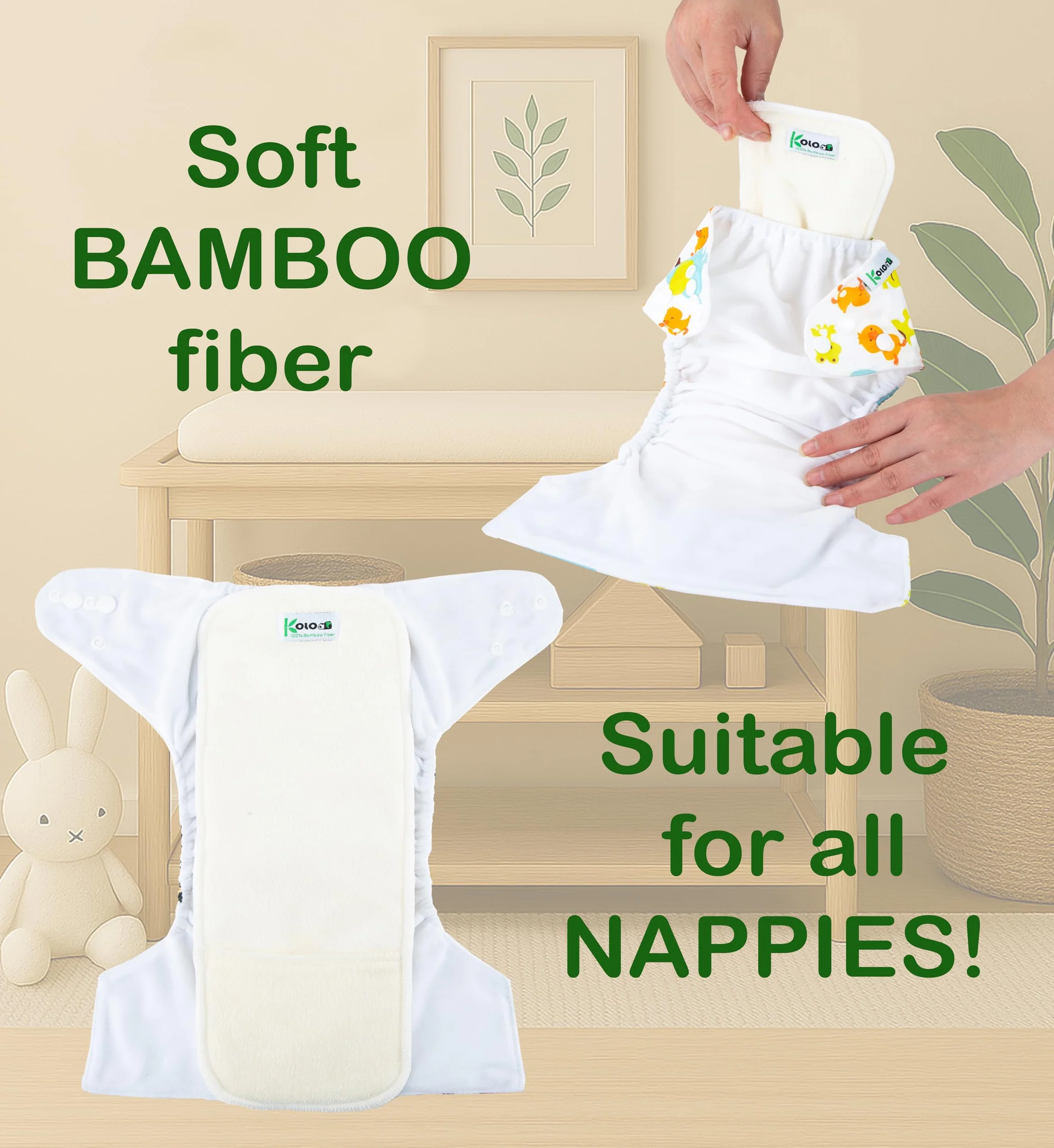 Set di 5 inserti assorbenti 4 strati Bambù 100% lavabili riutilizzabili per pannolini Confezione Regalo