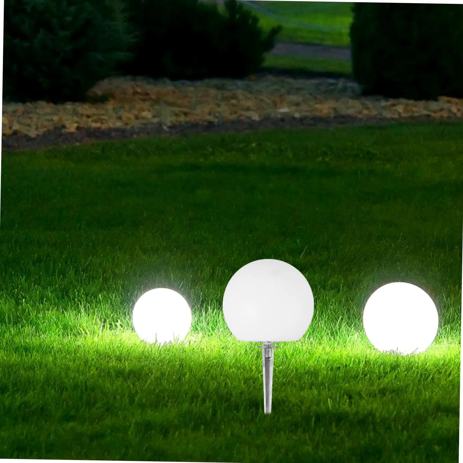 Lampada da Giardino a Picchetto Globo Bianca LED per Esterno | Pe Plastica, Collegamento Diretto, per Uso Interno e Outdoor, Decorazioni Esterno, Lampade da Giardino Decorative