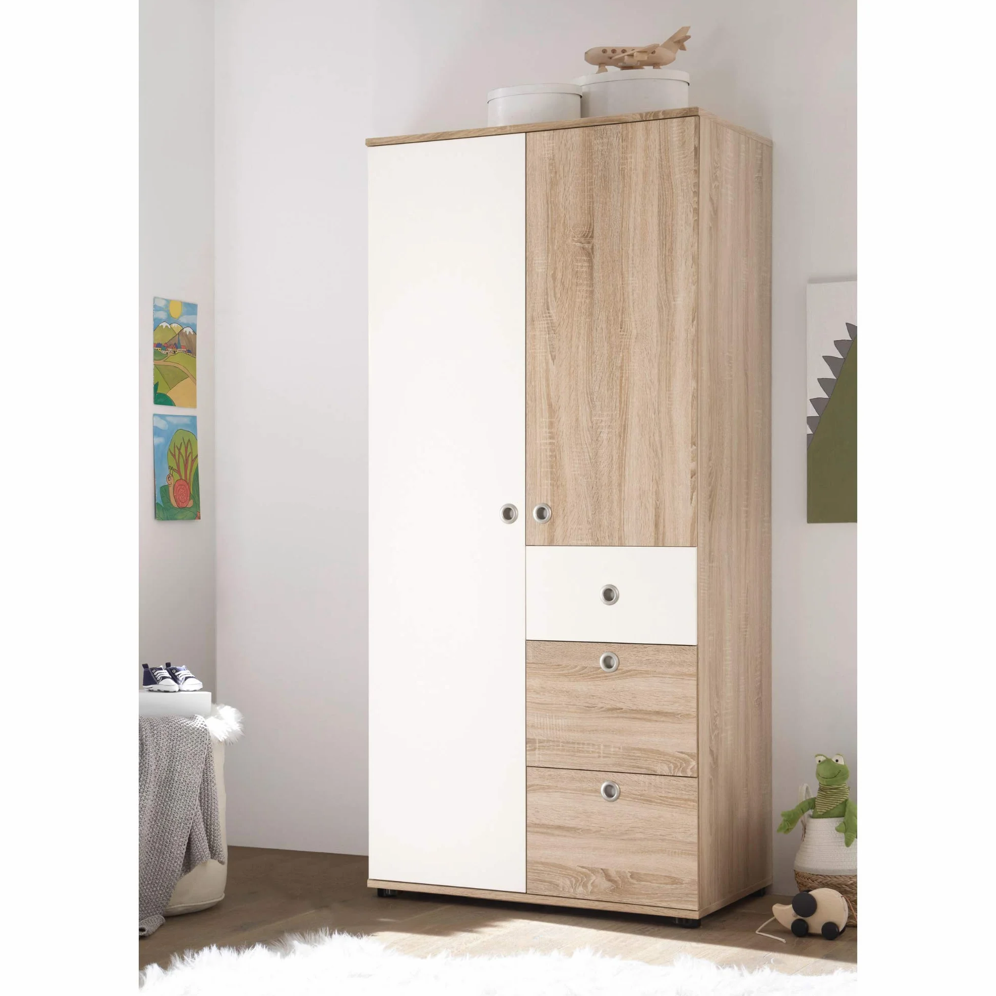 Elegante armadio per bambini a 2 ante simil rovere Sonoma 90 x 191 x 53 cm