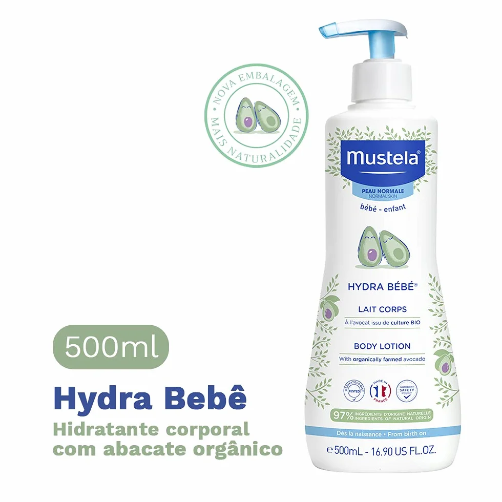 Mustela Hydra Bébé Latte corpo idratante al perseose d'avocado e vitamina E 500ml - 97% ingredienti origine naturale