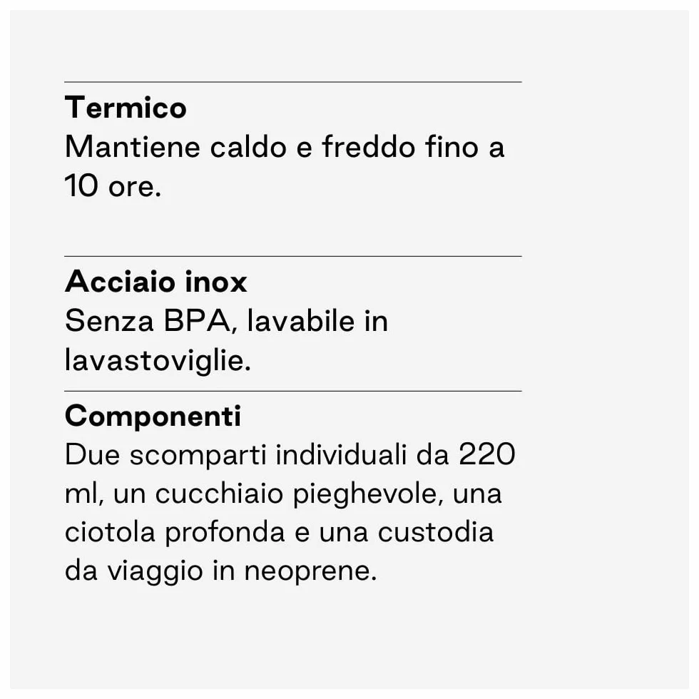 Jané Thermos 1L 2 Contenitori Ermetici Mantiene Caldo e Freddo 8h Borsa Termica Grigio