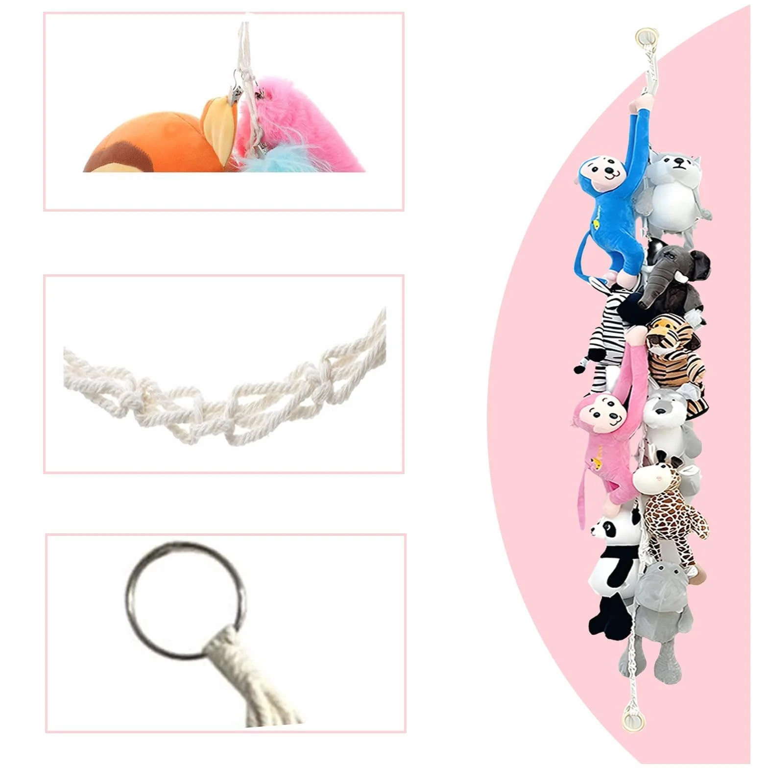 Amaca Portaoggetti in Legno per Peluche, Cappelli, Calzini, Biglietti di Natale