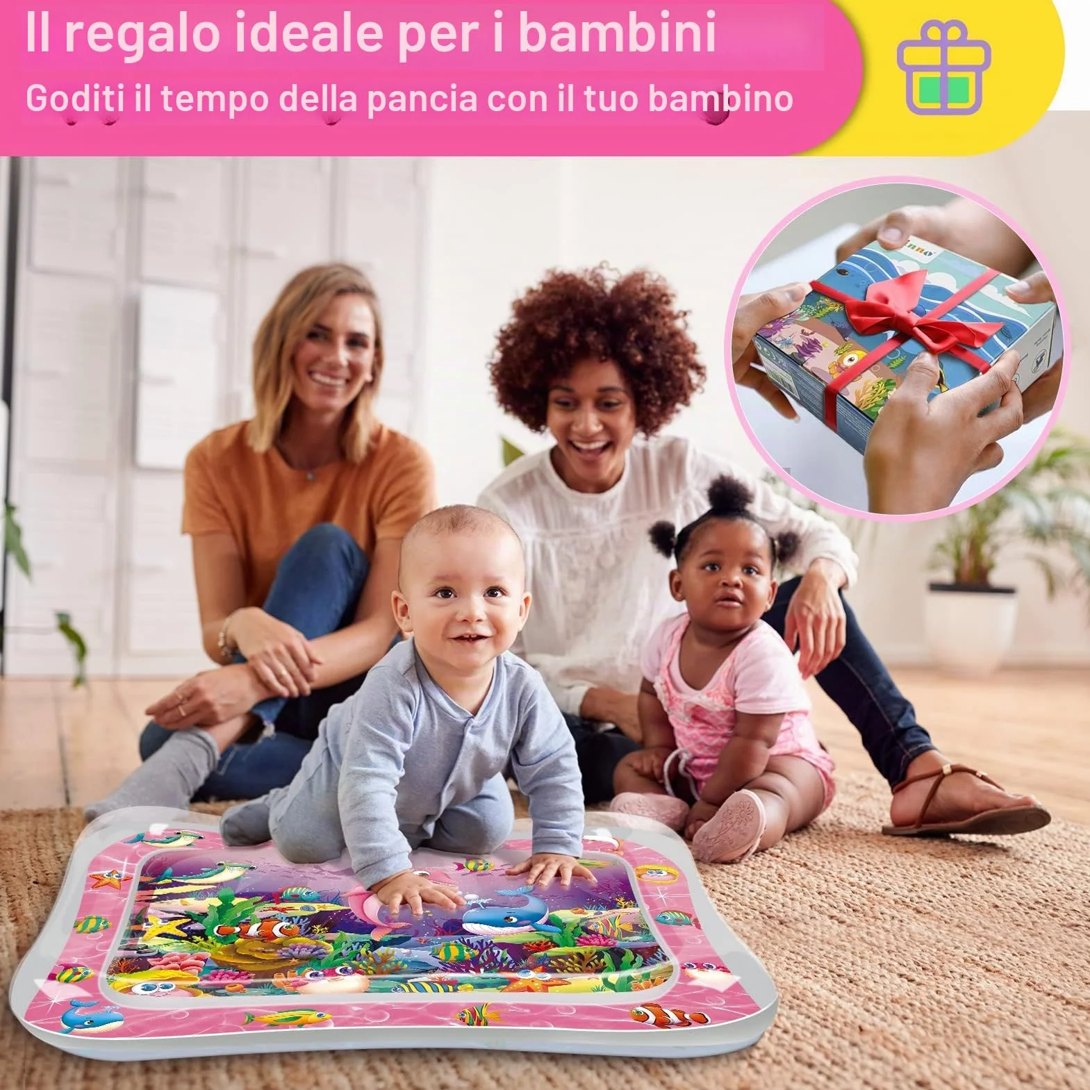 Infinno Tappetino d'Acqua per Bambini 3 6 9 Mesi Sviluppo Sensoriale Regalo Neonati