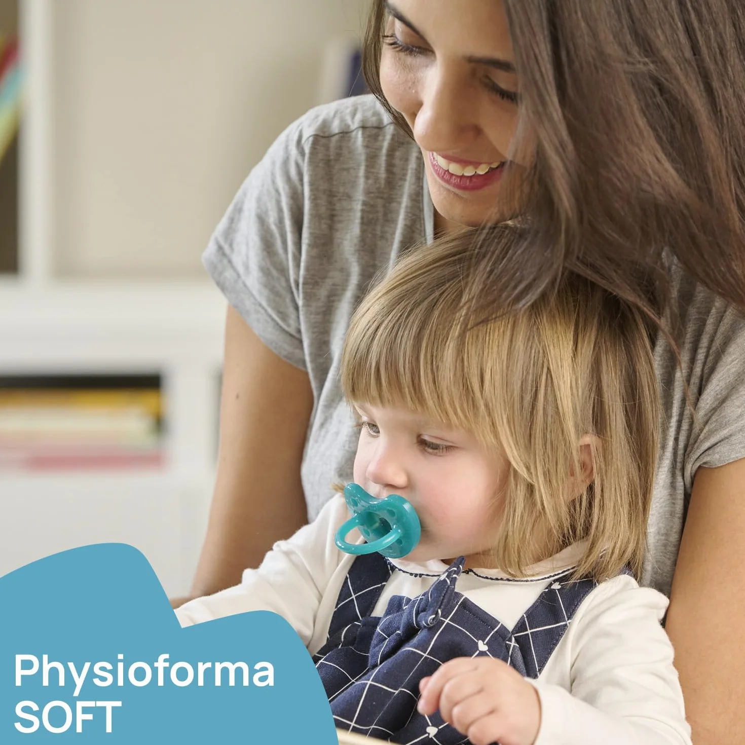 Chicco Physioforma Ciuccio Silicone 16-36 Mesi, Supporta Respirazione Fisiologica, Verde Acqua e Azzurro