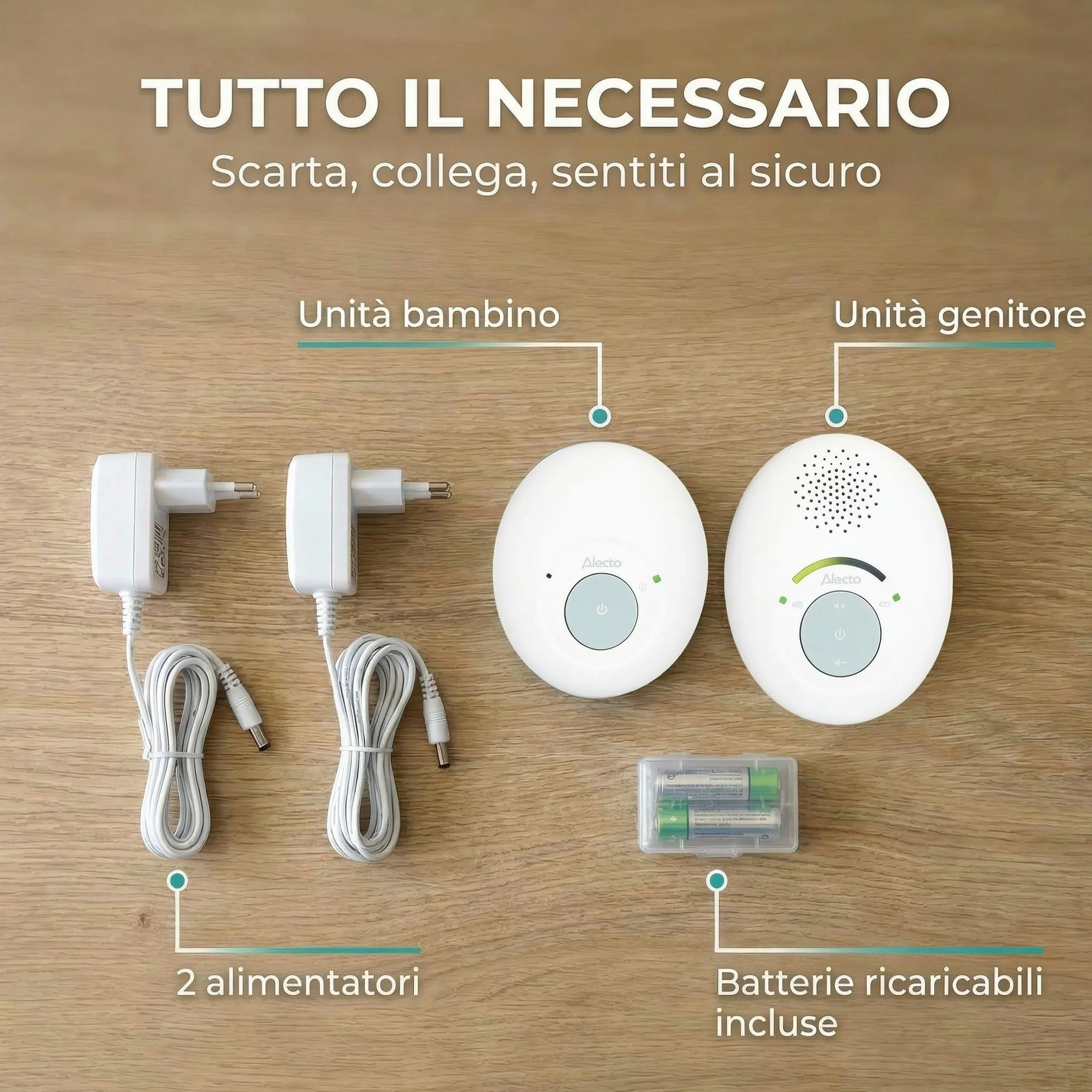 Alecto DBX110 Babyphone Audio Babymonitor digitale DECT 300 m LED VOX bianco