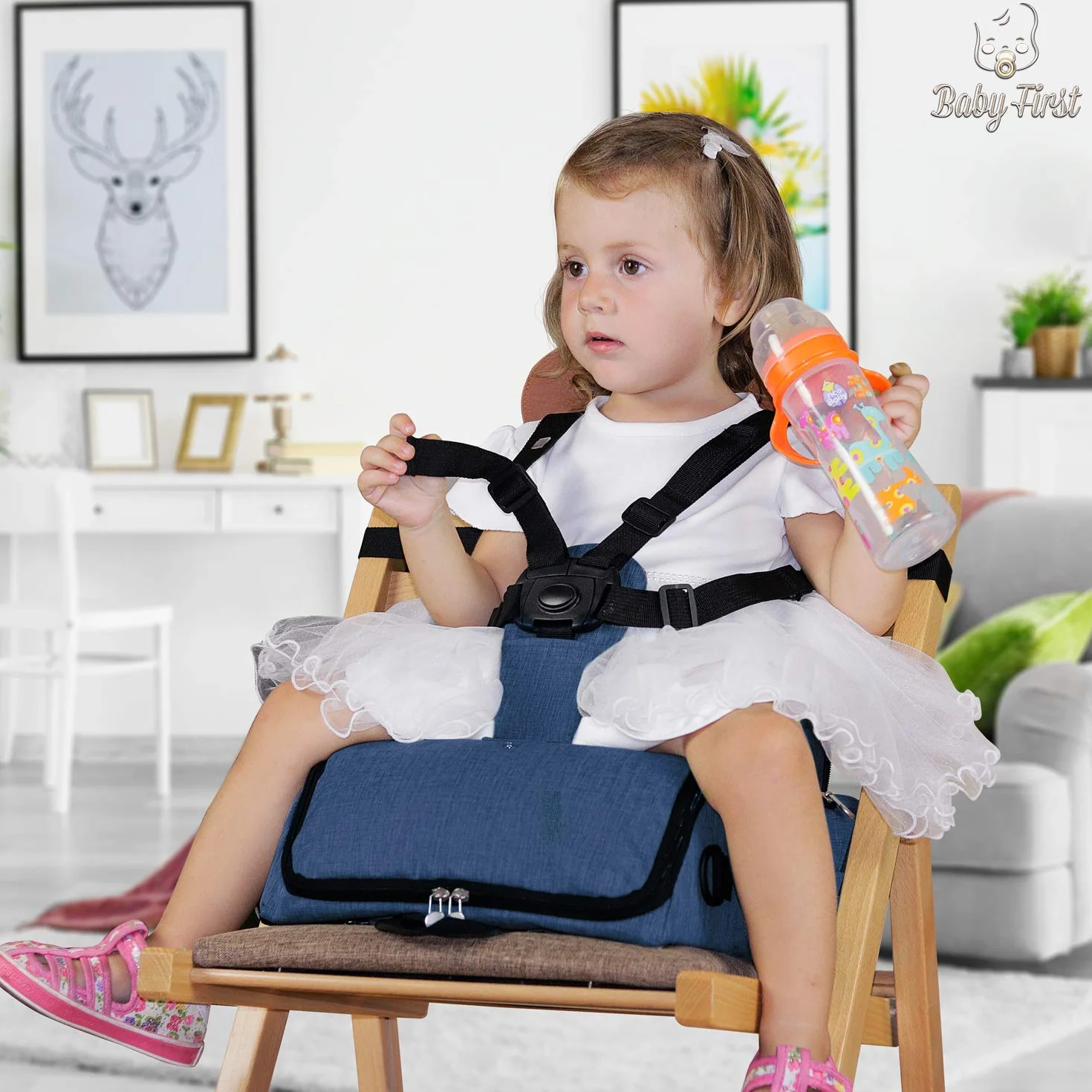 Baby First Alzasedia Bambini da Viaggio 4in1, Borsa Passeggino Termica con Fasciatoio Materassino Portatile, Zaino Mamma Multifunzione, Seggiolone Pappa Portatile, Tessuto Waterproof