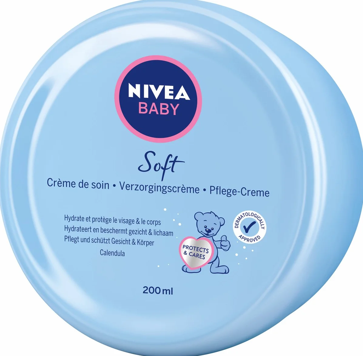 NIVEA BABY Soft Care Cream, crema hidratante para bebés con caléndula, 200 ml