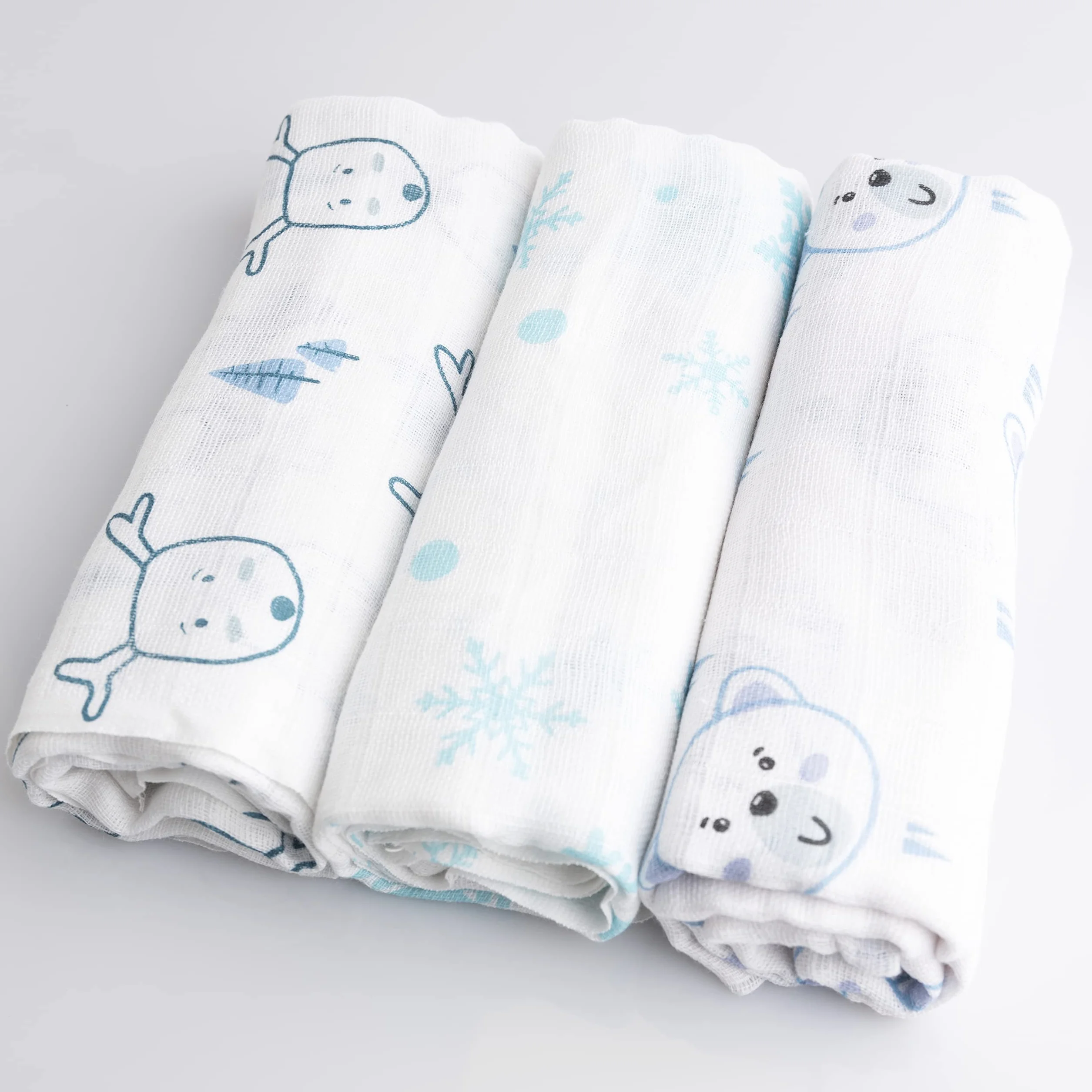 Set di 3 Mussole Neonato 80x80 cm 100% Cotone Naturale Certificato OEKO-TEX Copertina Neonato