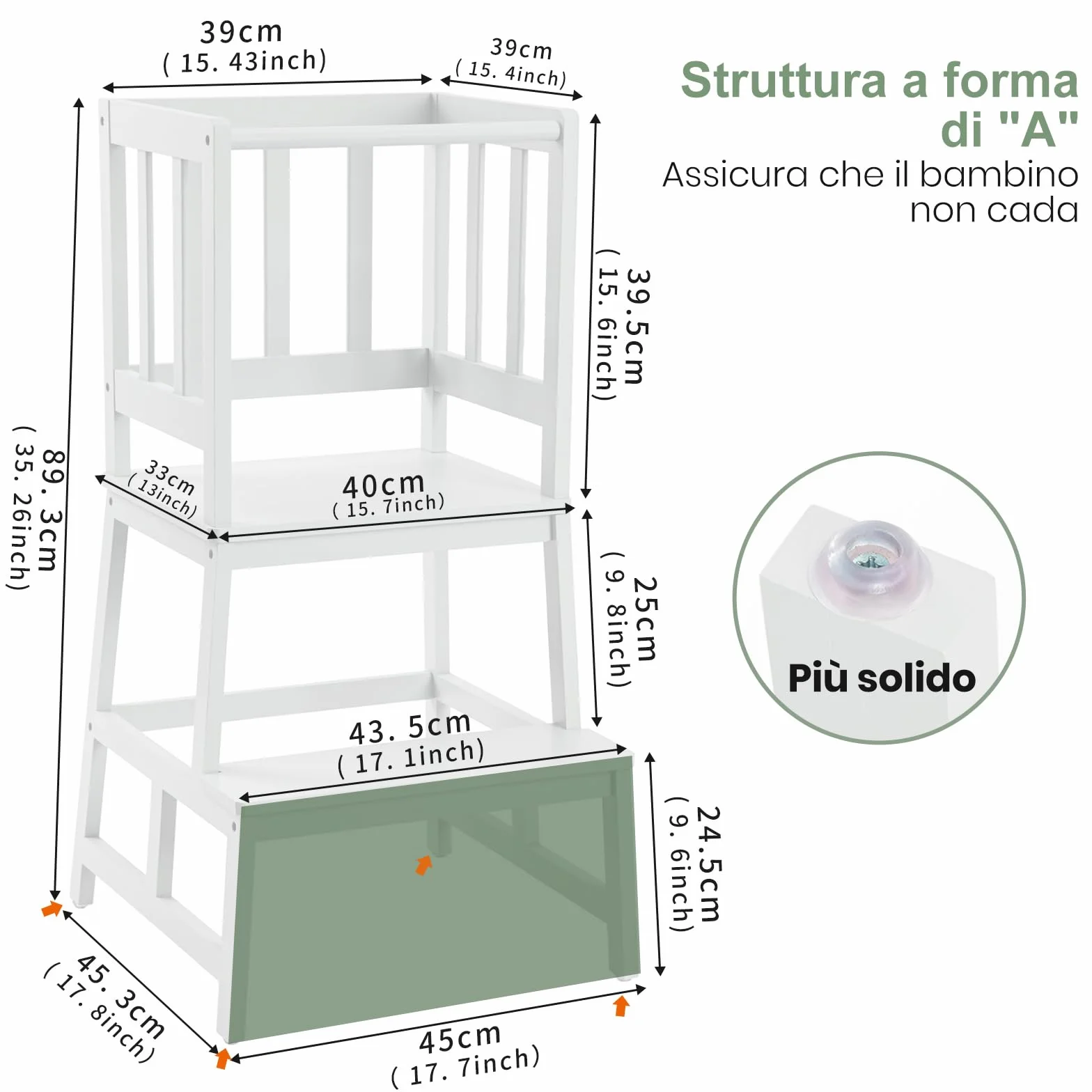 COSYLAND Torre Montessoriana bambù Certificazione CPC Torre Apprendimento Bianco