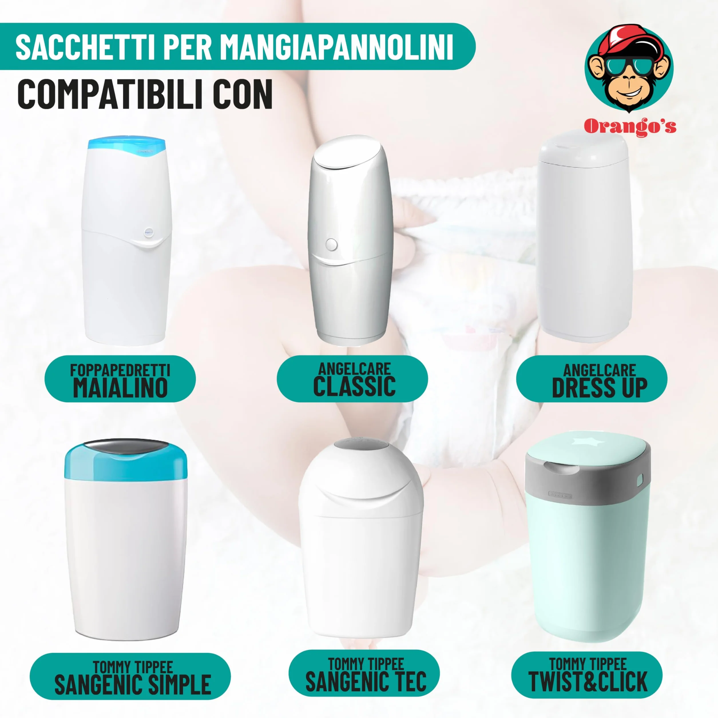 Orango's 3 Ricarica MangiaPannolini Universali, 7 Strati Anti Odore