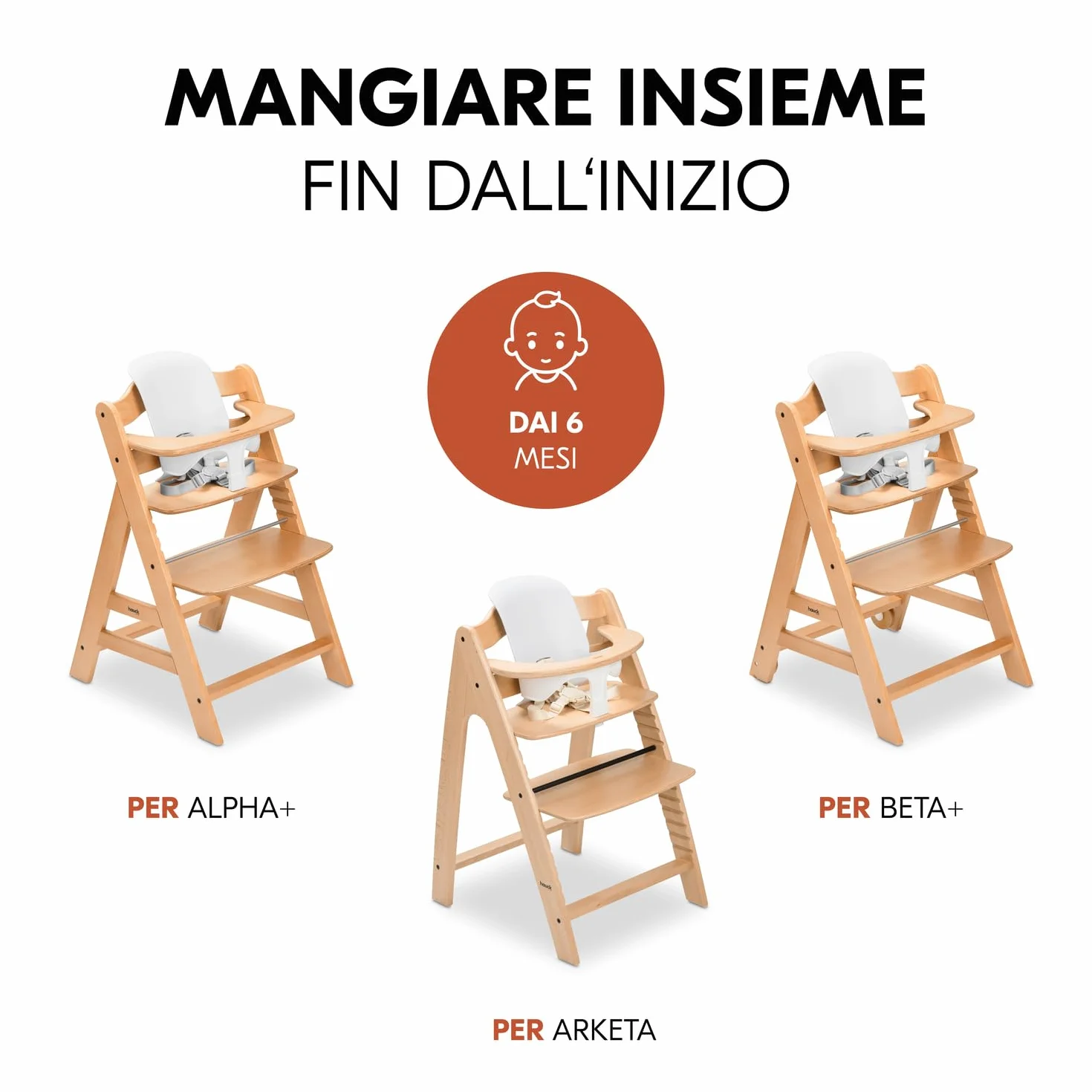 Hauck Highchair Baby Seat White Riduttore di Seduta per Seggioloni Alpha+ Beta+ Arketa 6-24 Mesi Schienale Ergonomico Larghezza Regolabile Plastica Resistente