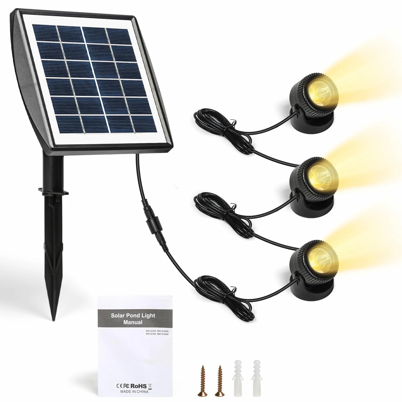 Luci solari per laghetto, Lampada Solare Subacquea, Proiettore solare subacqueo esterno IP68 impermeabile stagno paesaggio luce giardino prato illuminazione per esterno, giardino, piscina, stagno