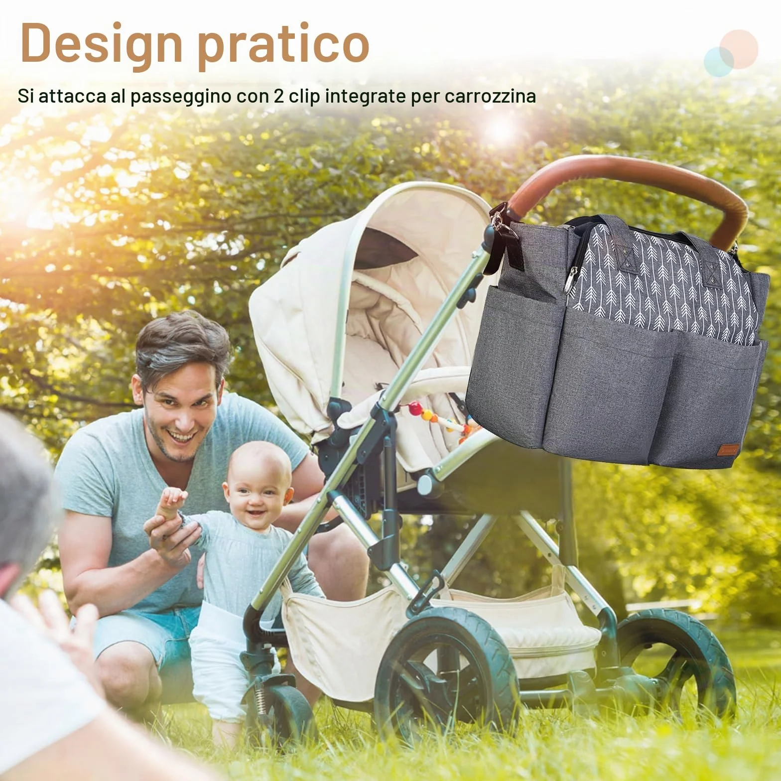 Lekebaby Borsa Fasciatoio Neonato Impermeabile Multifunzionale per Passeggino Portatile con Ganci