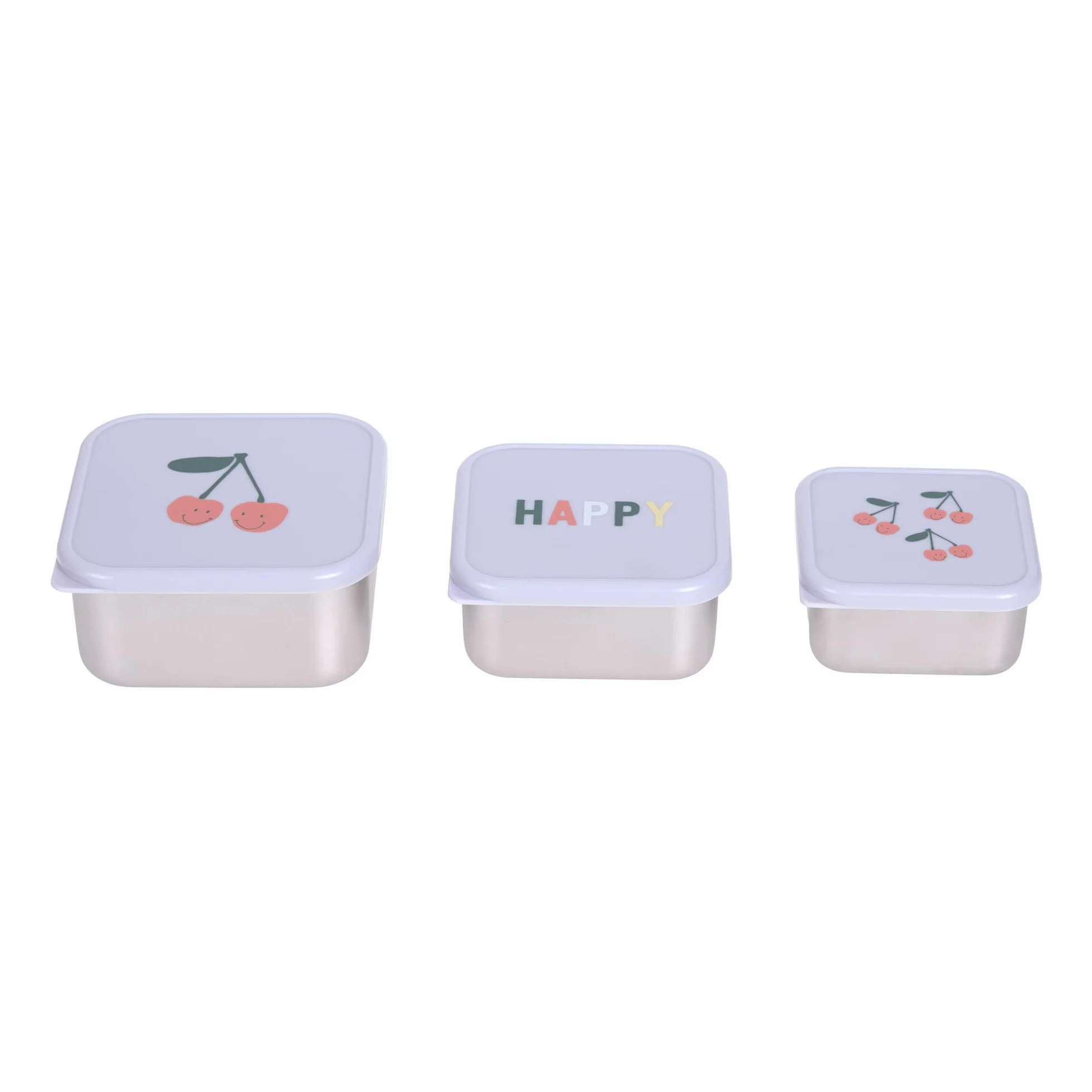 Lässig Scatola per bambini set 3 contenitori acciaio inox pranzo Snackbox Happy Fruits Cherry