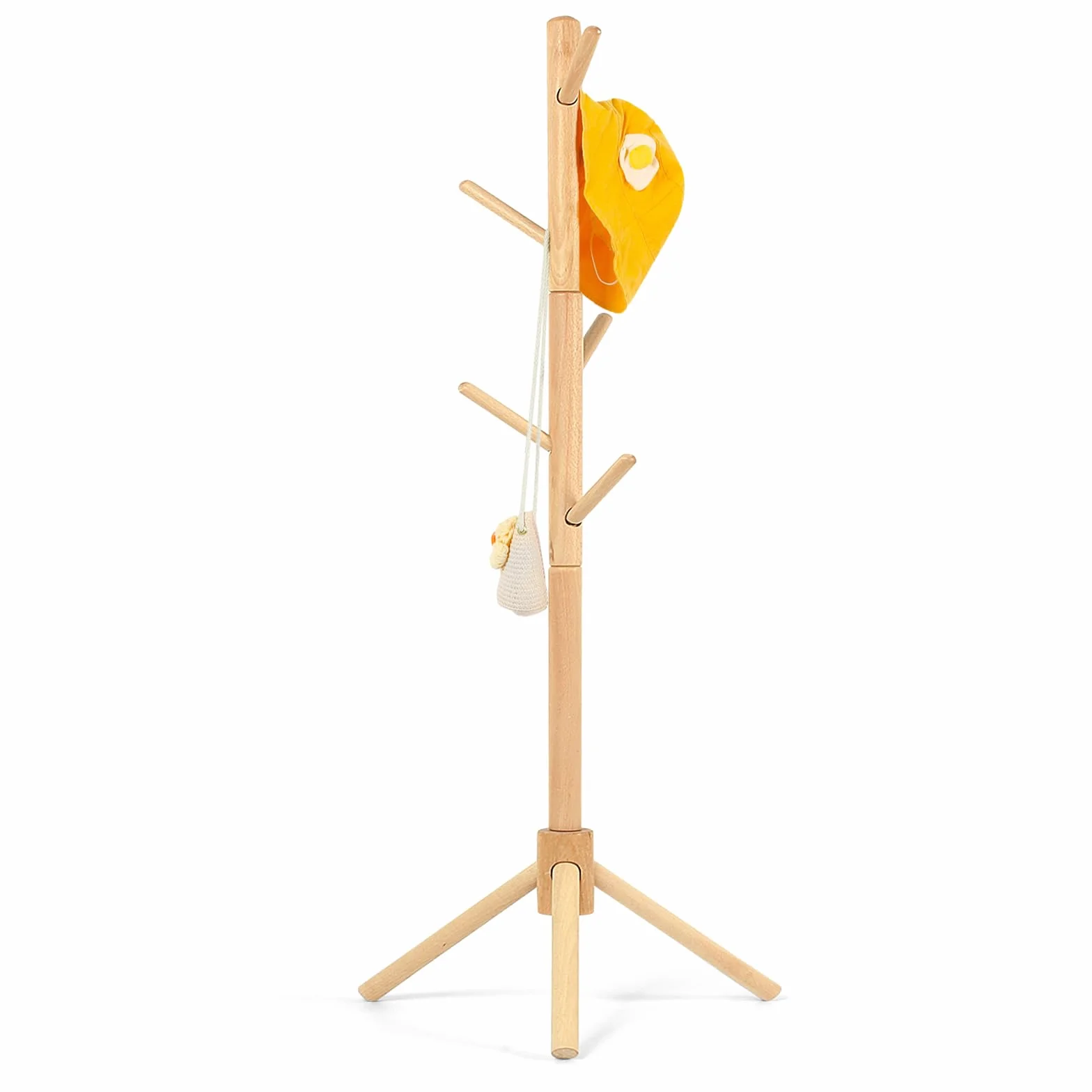 Appendiabiti per bambini in legno di faggio regolabile in altezza con 9 ganci