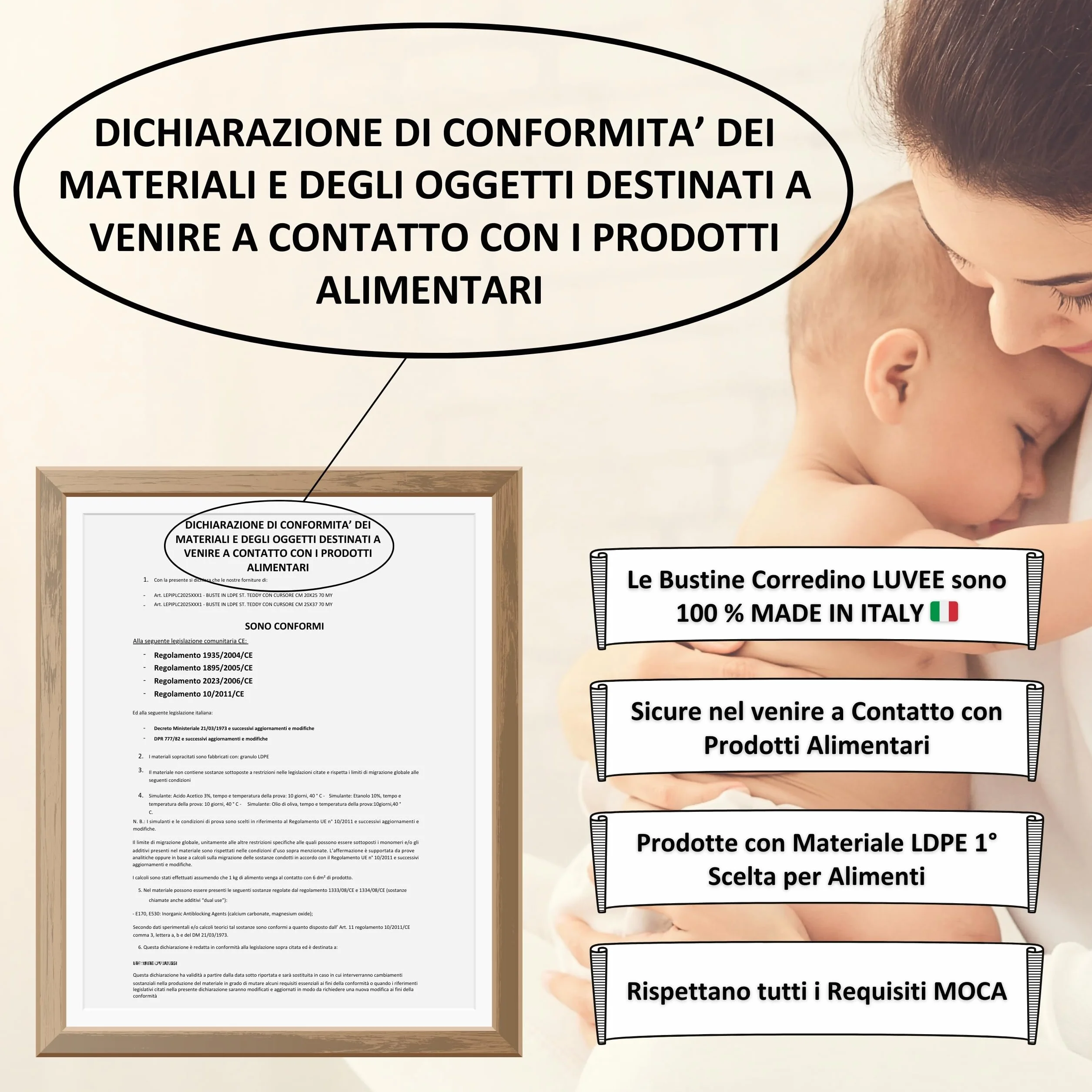 LUVEE Corredino Neonato Ospedale UNISEX 8 Bustine con Etichette Adesive Made in Italy Sacchetti Cambio Riutilizzabili