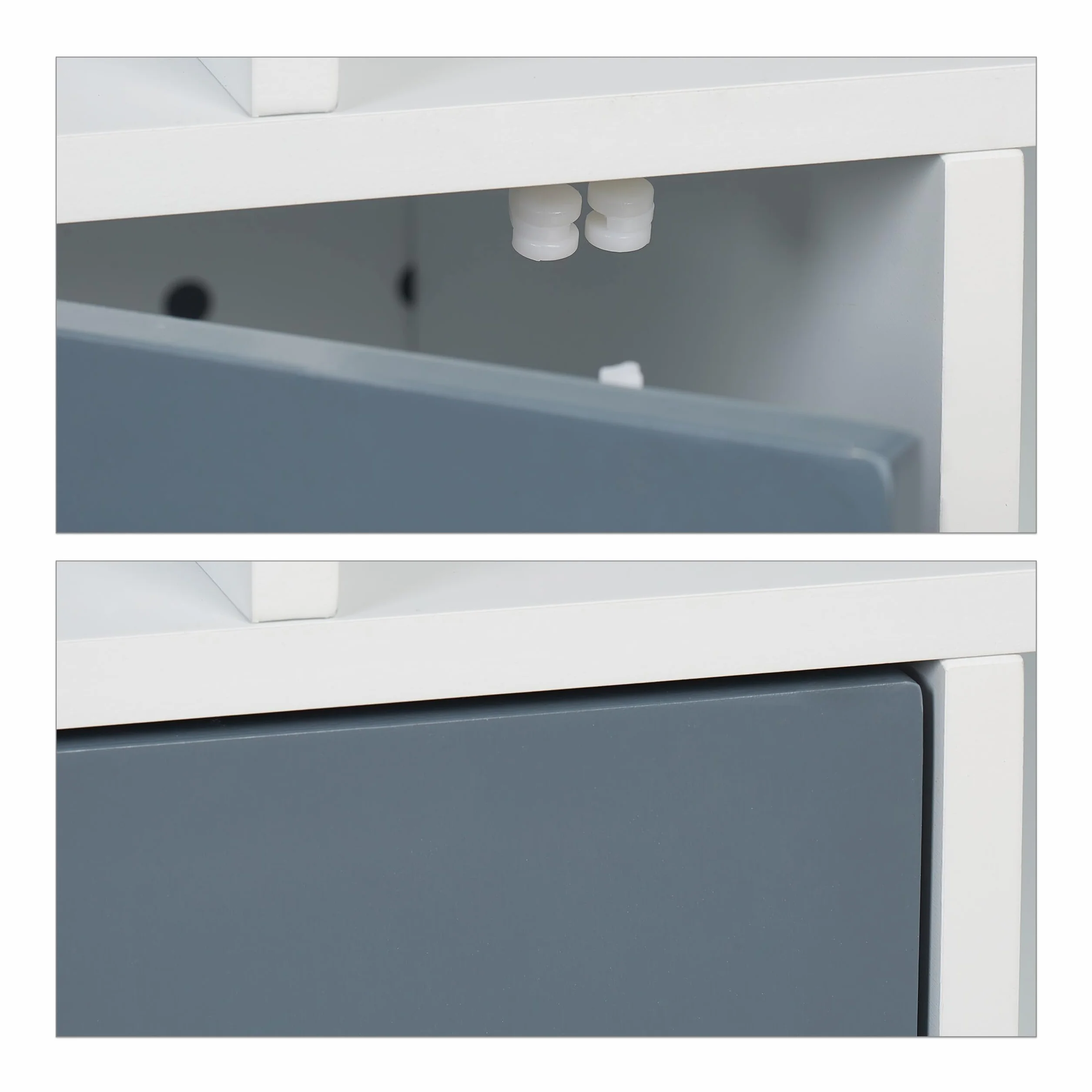 Relaxdays Scaffale Bambini 4 Scomparti Aperti 1 Porticina MDF 60x60x30cm Bianco Grigio