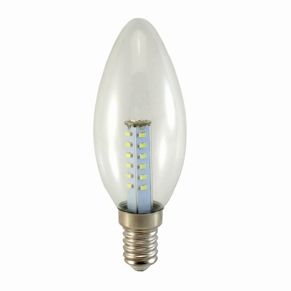 1fortunate lampadine, Confezione da 20, Lampadina a candela a LED C35 AC220V E14 3W Ristorante Luci for soggiorno Lampadario di cristallo Sorgente luminosa(Cold white,E14 Clear Cover)