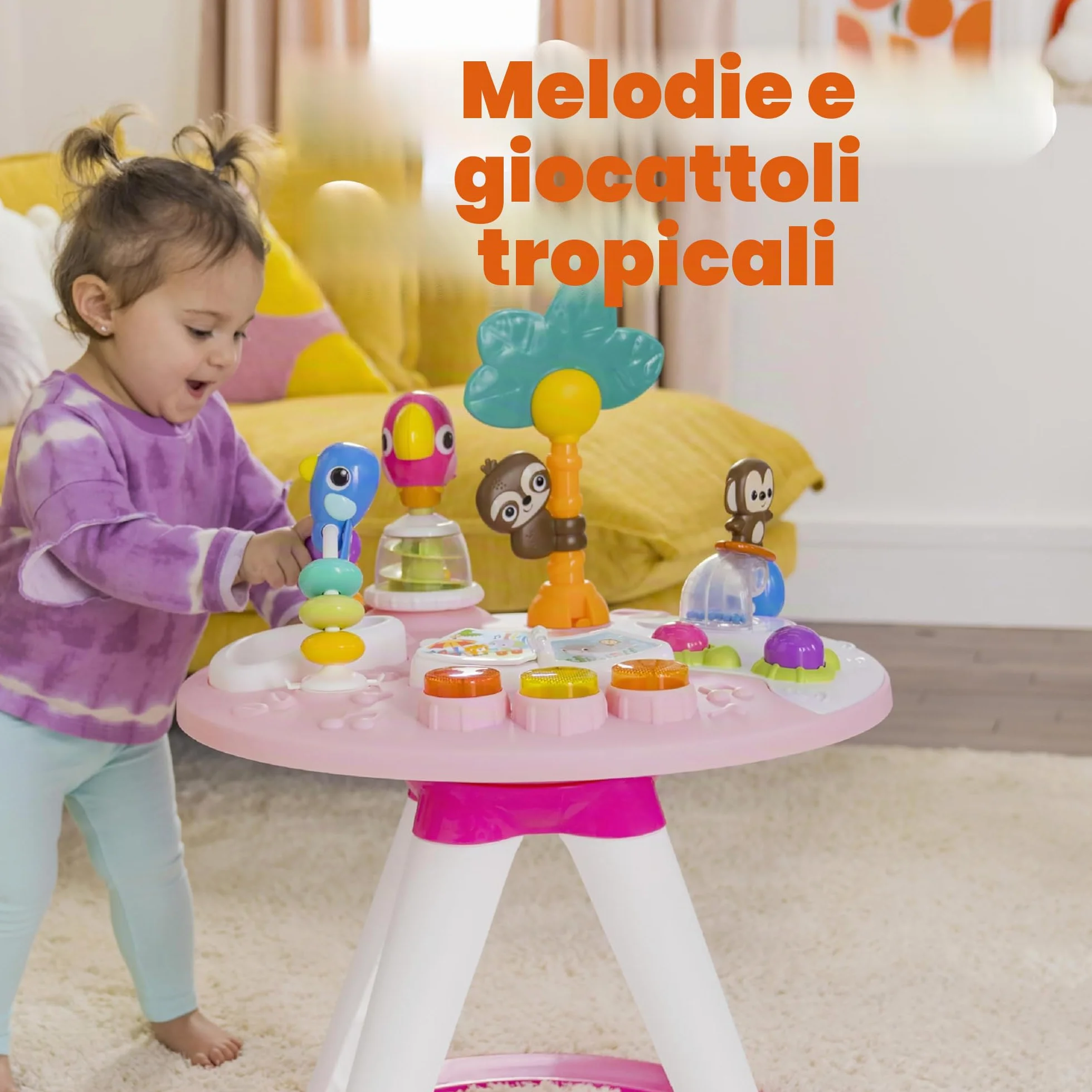 Bright Starts Centro Attività Around We Go Tropic Coral Luci e Suoni Girello Musicale Rosa 6 Mesi+