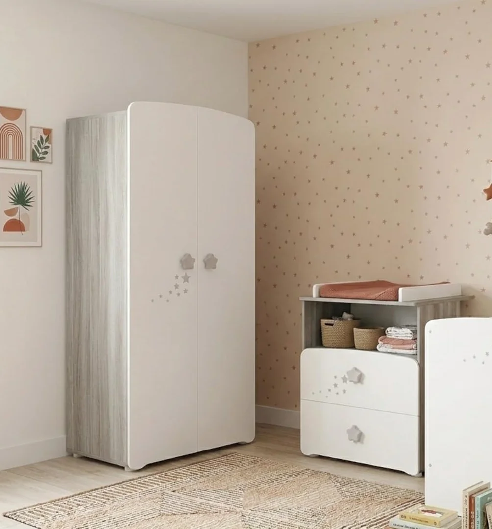 BabyPrice Armadio a 2 ante per bambini 175x85x56 cm legno bianco